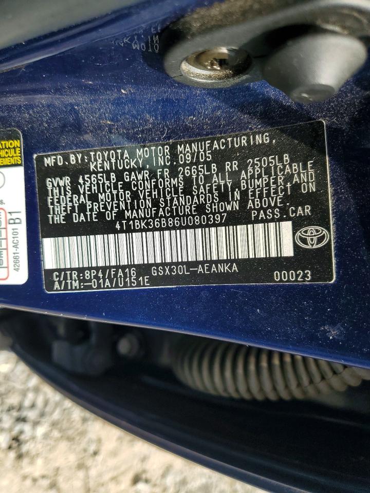 2006 Toyota Avalon Xl Синий vin: 4T1BK36B86U080397