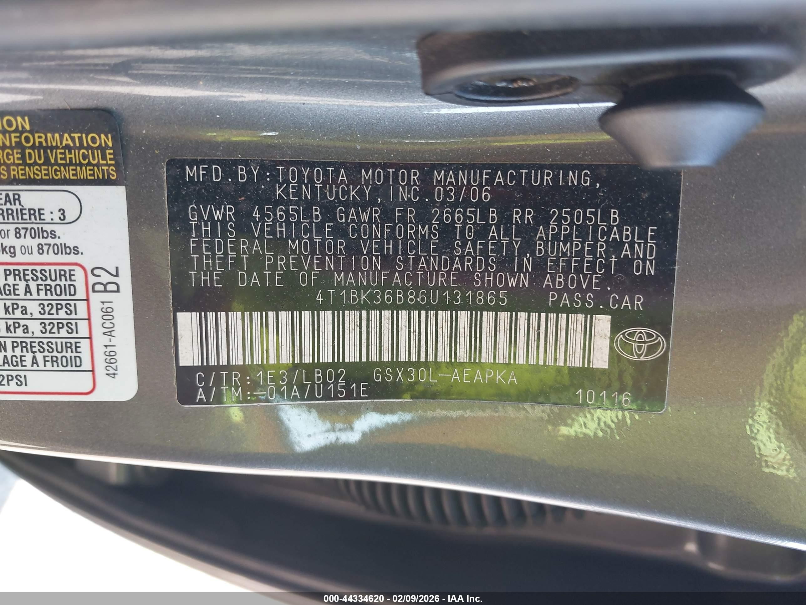 2006 Toyota Avalon Limited Gray vin: 4T1BK36B86U131865