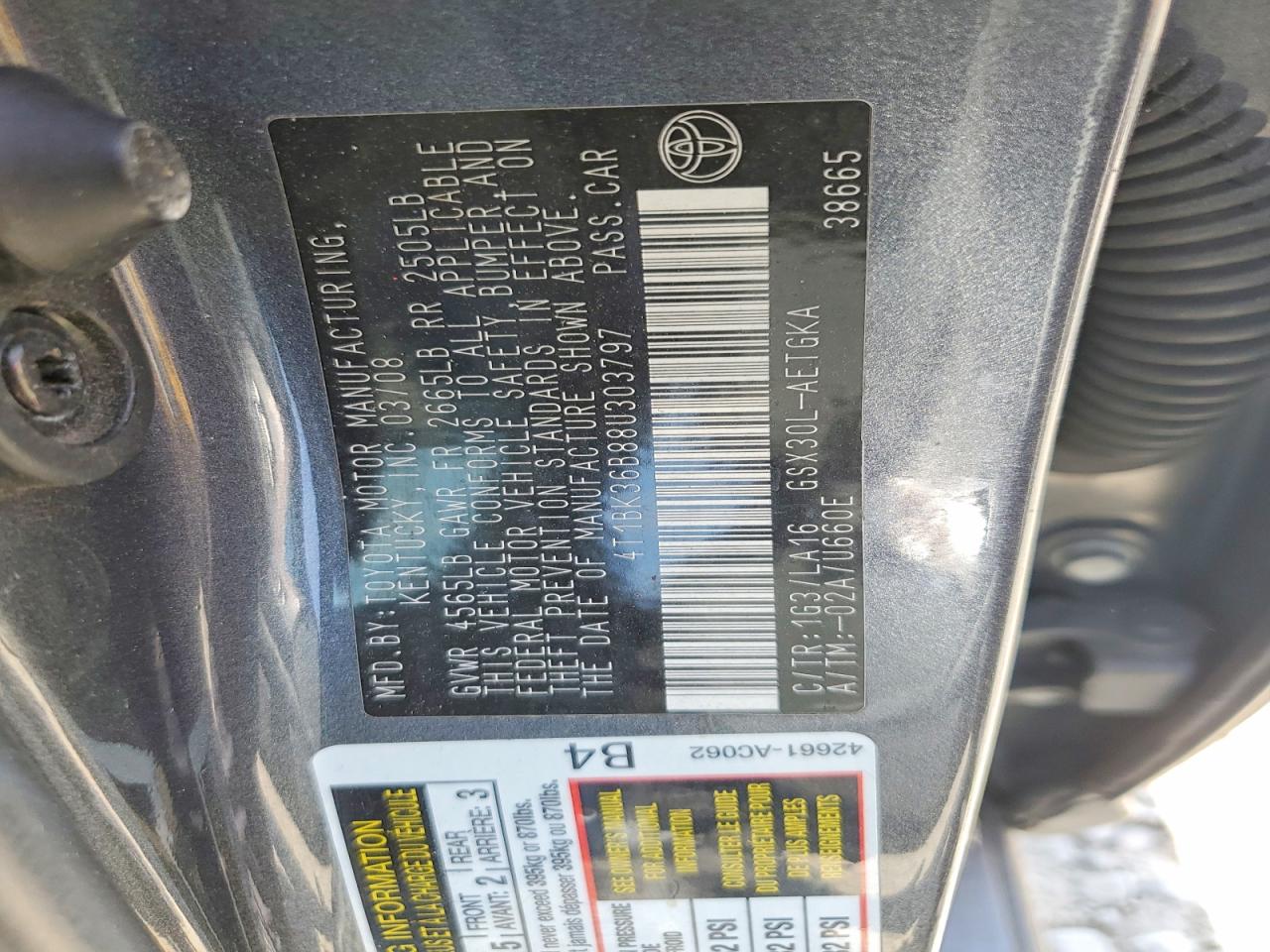 2008 Toyota Avalon Xls Gray vin: 4T1BK36B88U303797