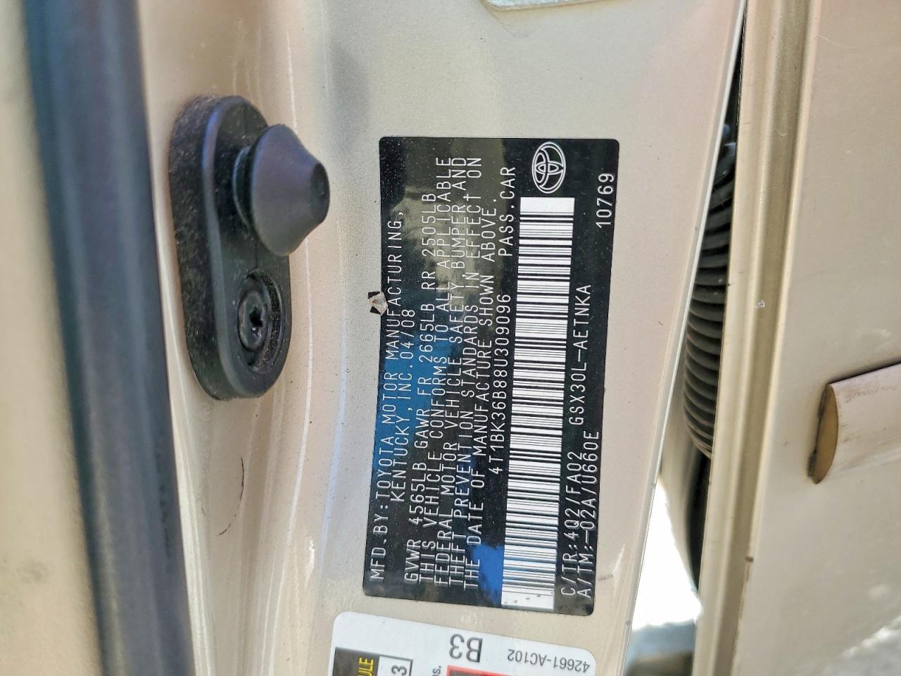 2008 Toyota Avalon Xl Золотой vin: 4T1BK36B88U309096