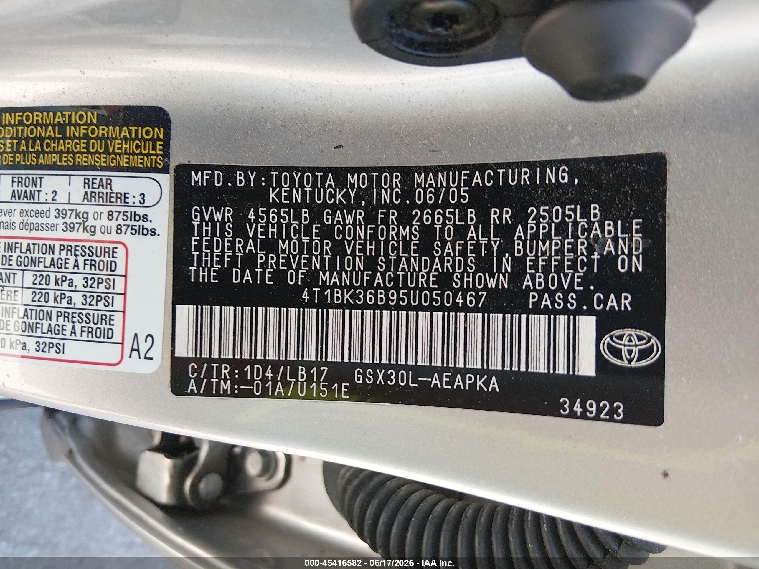2005 Toyota Avalon Limited Silver vin: 4T1BK36B95U050467