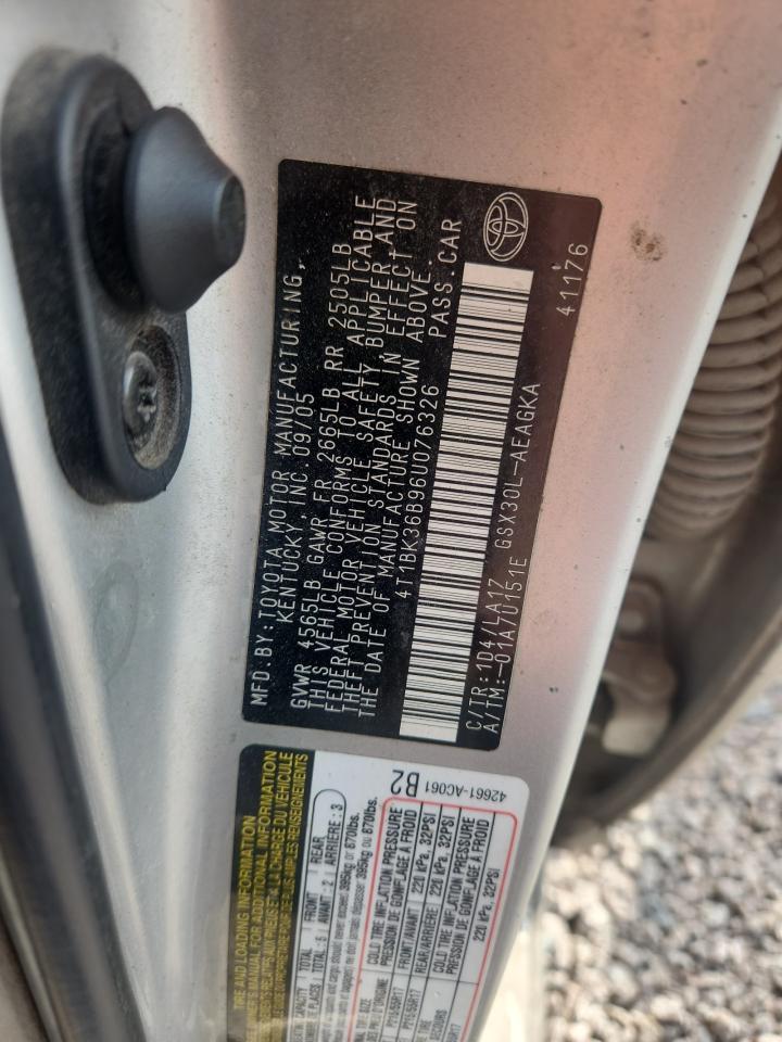 2006 Toyota Avalon Xls Silver vin: 4T1BK36B96U076326