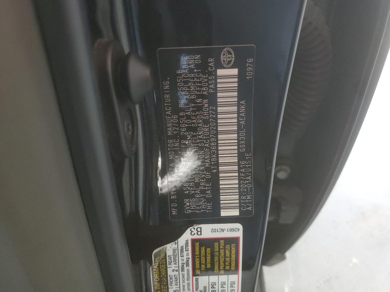 2007 Toyota Avalon Xl Черный vin: 4T1BK36B97U207272