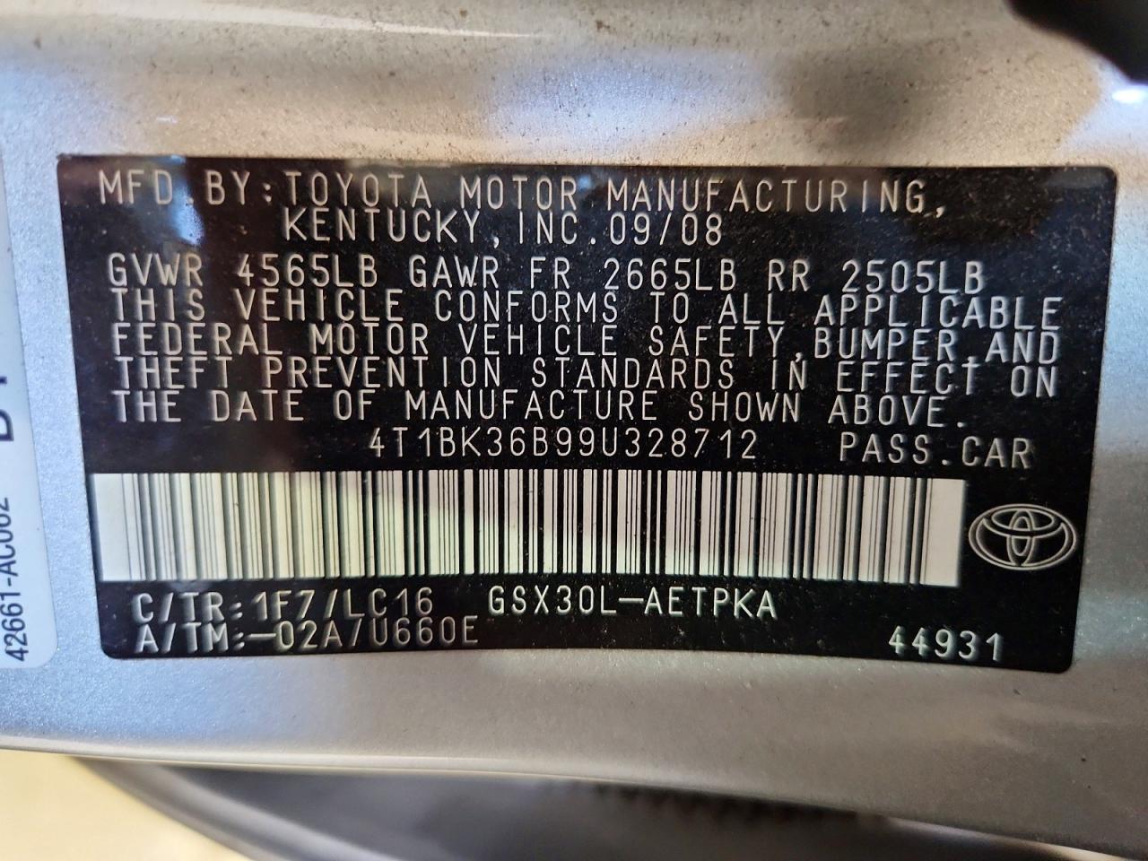 2009 Toyota Avalon Limited Silver vin: 4T1BK36B99U328712