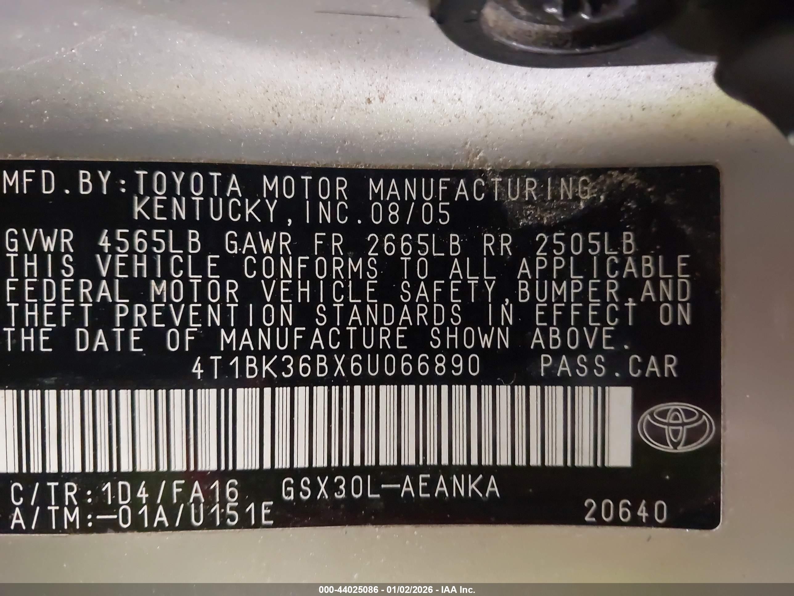 2006 Toyota Avalon Xl Silver vin: 4T1BK36BX6U066890