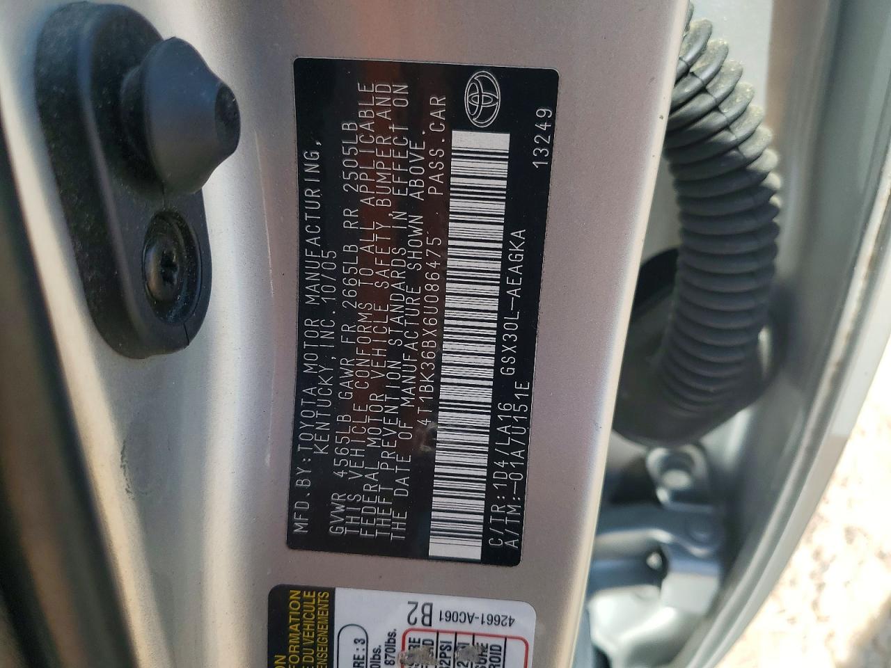 2006 Toyota Avalon Xls Silver vin: 4T1BK36BX6U086475