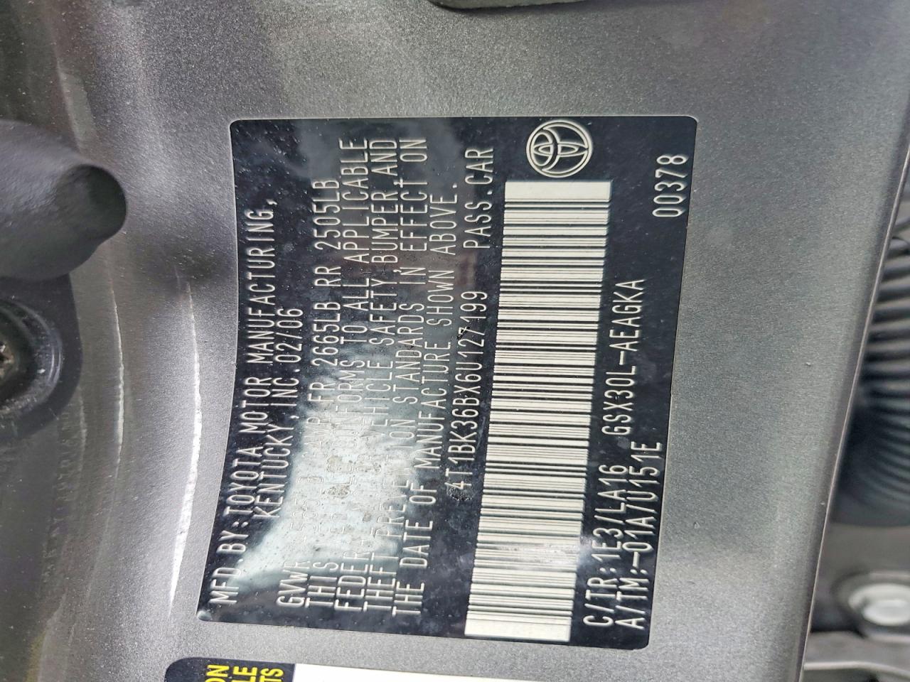 2006 Toyota Avalon Xls Gray vin: 4T1BK36BX6U127199