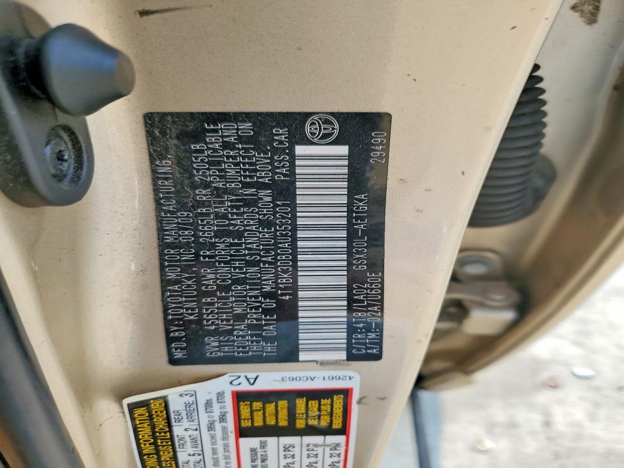 2010 Toyota Avalon Xls Gold vin: 4T1BK3DB0AU353201