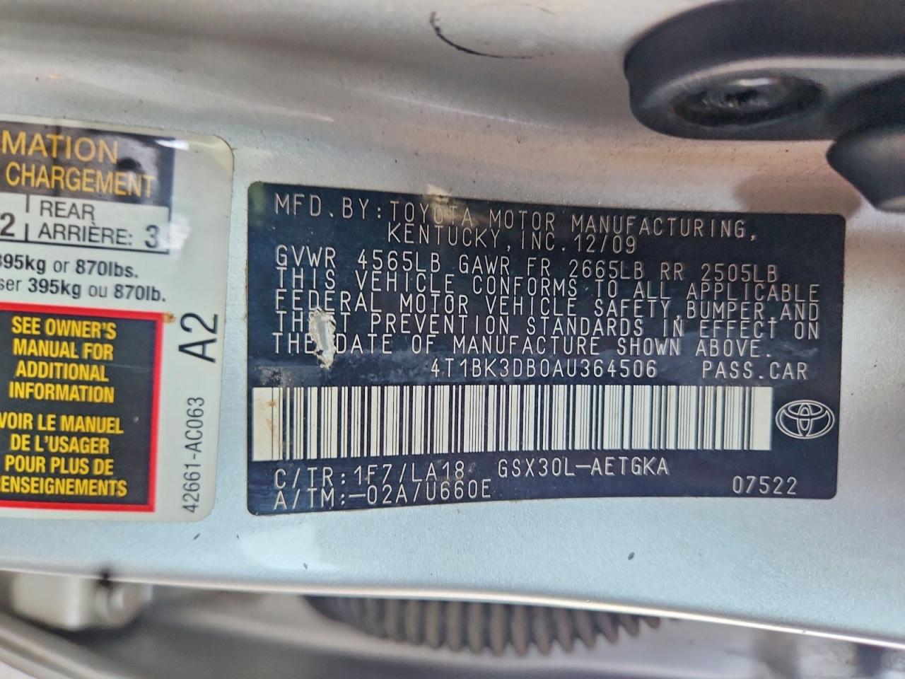 2010 Toyota Avalon Xls Silver vin: 4T1BK3DB0AU364506