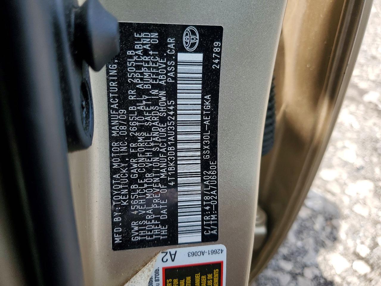 2010 Toyota Avalon Xls Золотой vin: 4T1BK3DB1AU352445