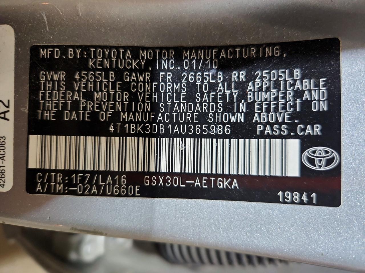 2010 Toyota Avalon Xls Серебряный vin: 4T1BK3DB1AU365986