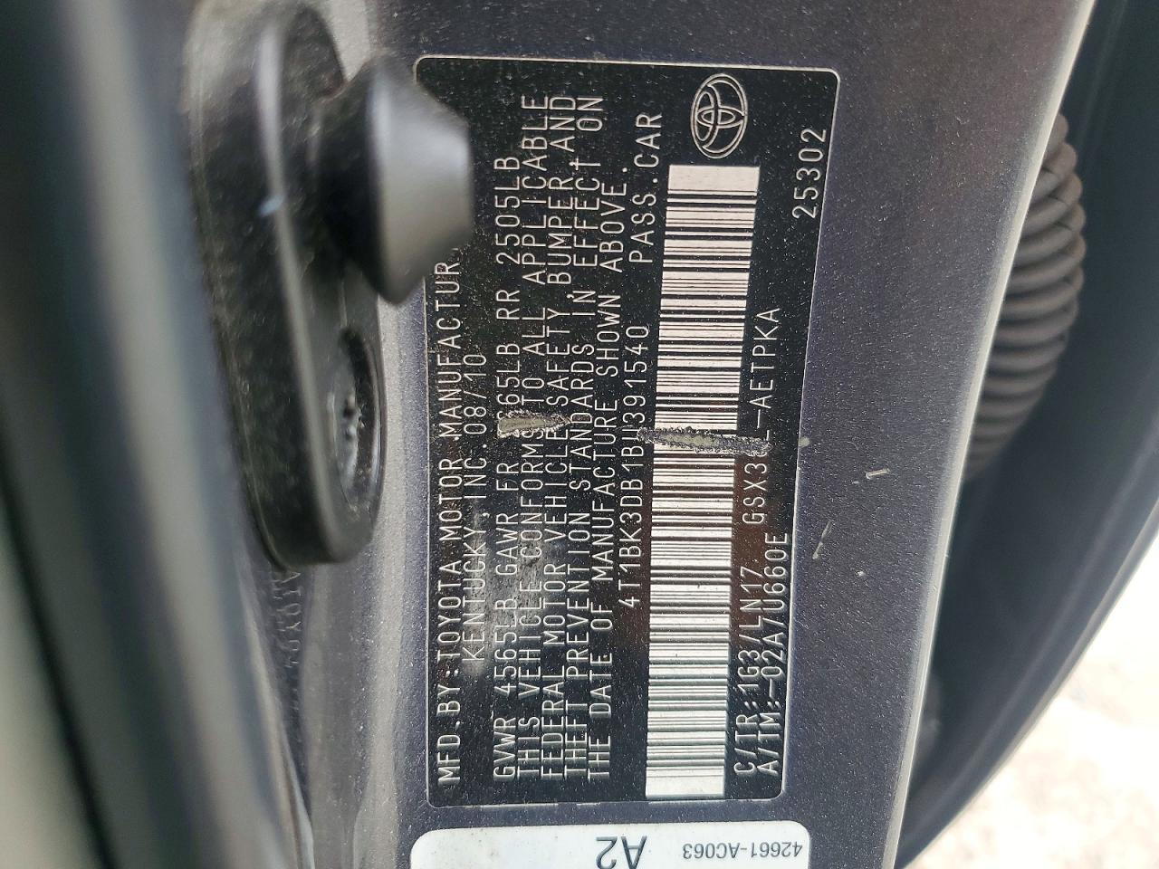 2011 Toyota Avalon Limited Gray vin: 4T1BK3DB1BU391540
