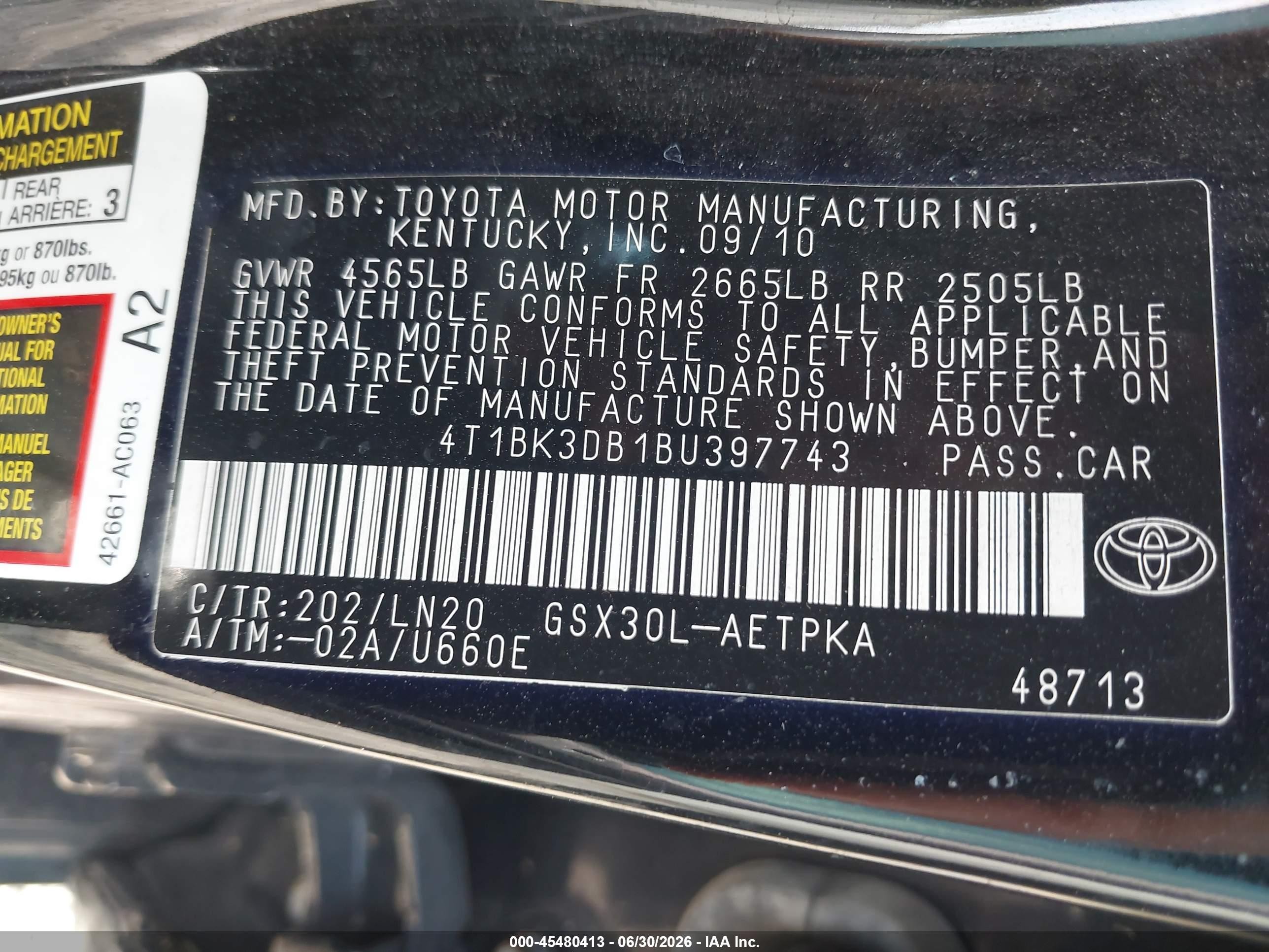 2011 Toyota Avalon Limited Black vin: 4T1BK3DB1BU397743