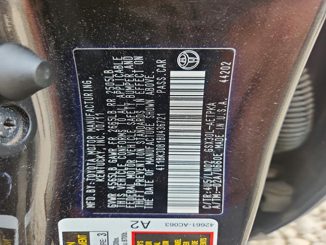 2011 Toyota Avalon Limited Черный vin: 4T1BK3DB1BU436721