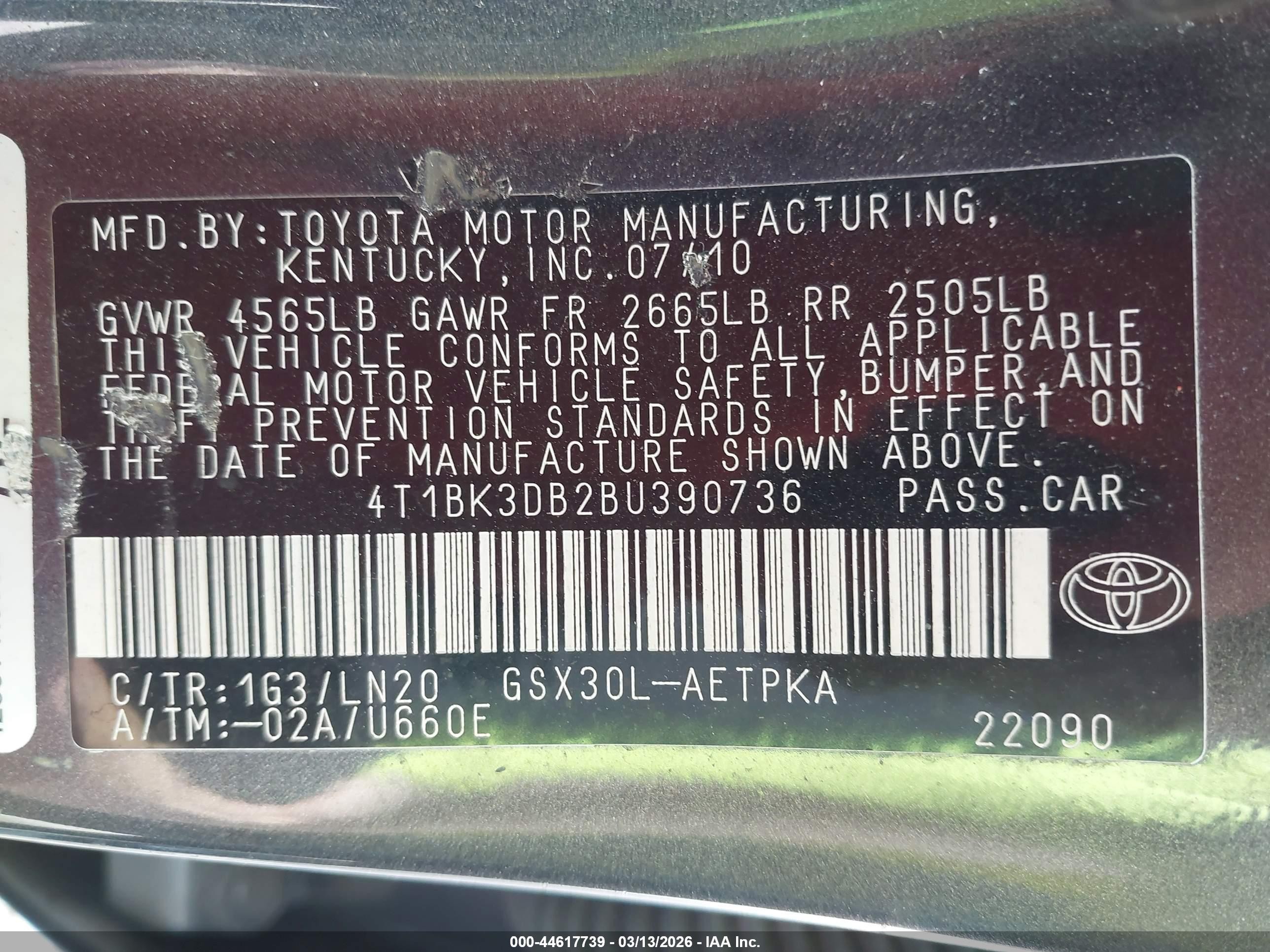 2011 Toyota Avalon Limited Gray vin: 4T1BK3DB2BU390736
