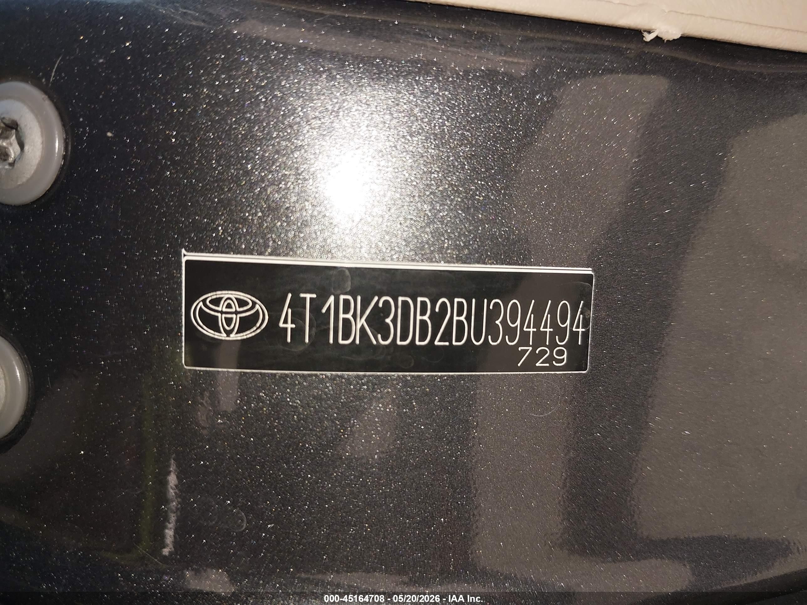 2011 Toyota Avalon   Gray vin: 4T1BK3DB2BU394494