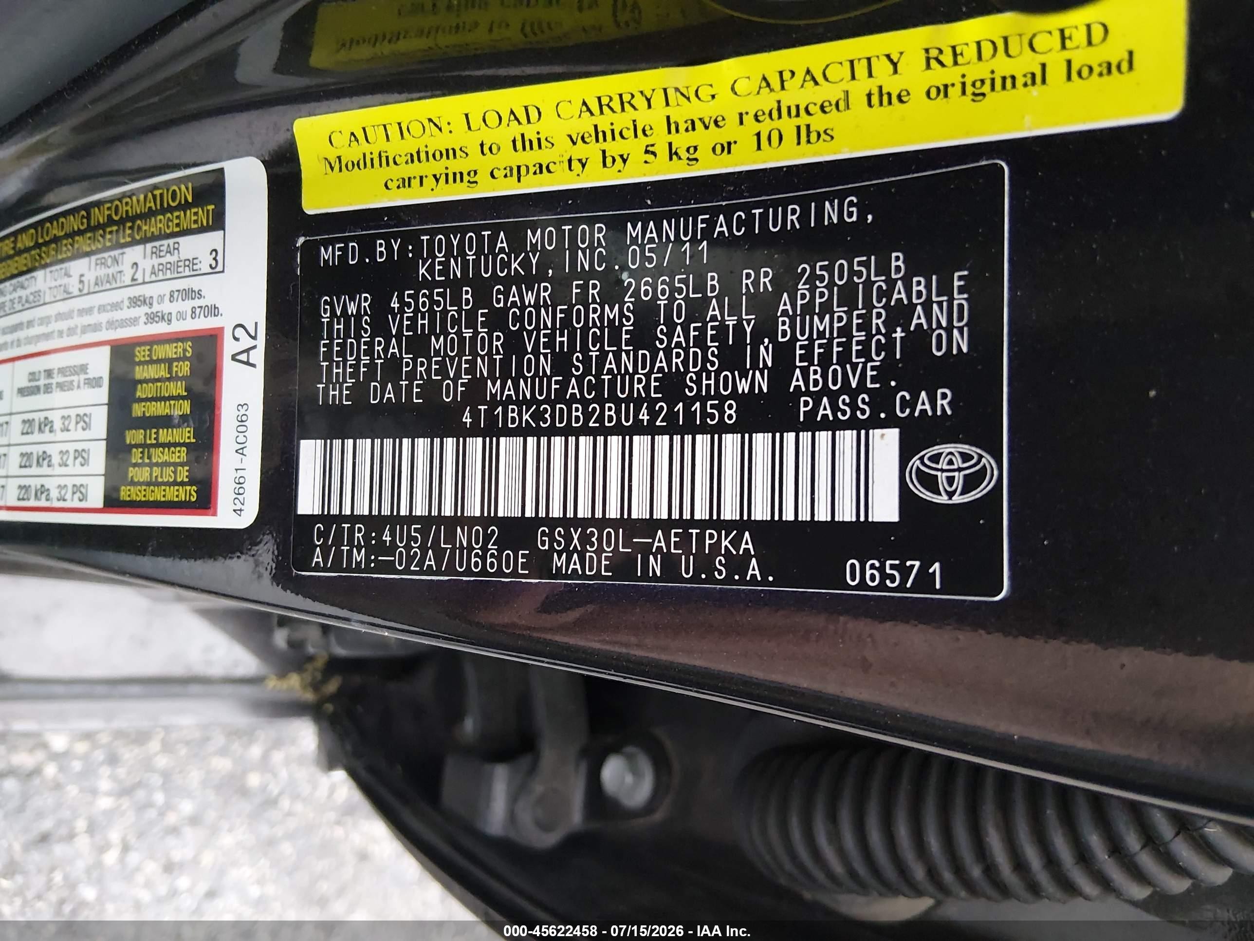 2011 Toyota Avalon Limited Gray vin: 4T1BK3DB2BU421158