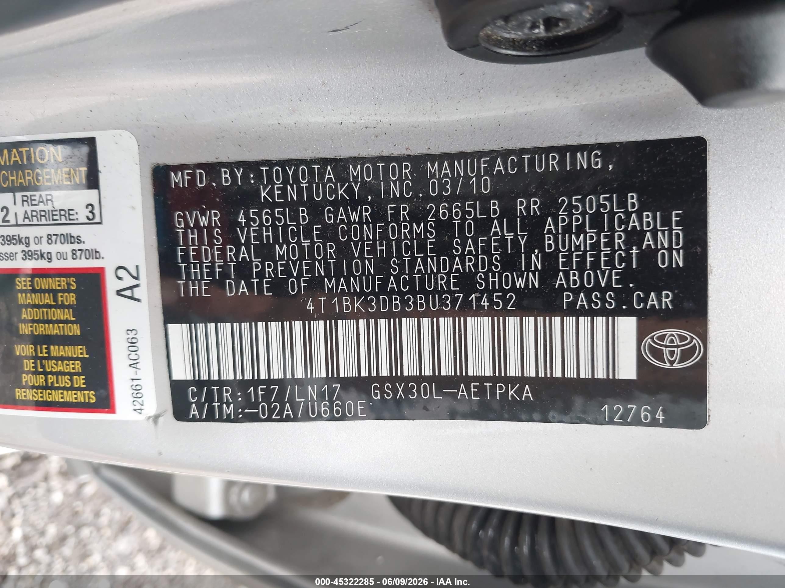 2011 Toyota Avalon Limited Silver vin: 4T1BK3DB3BU371452