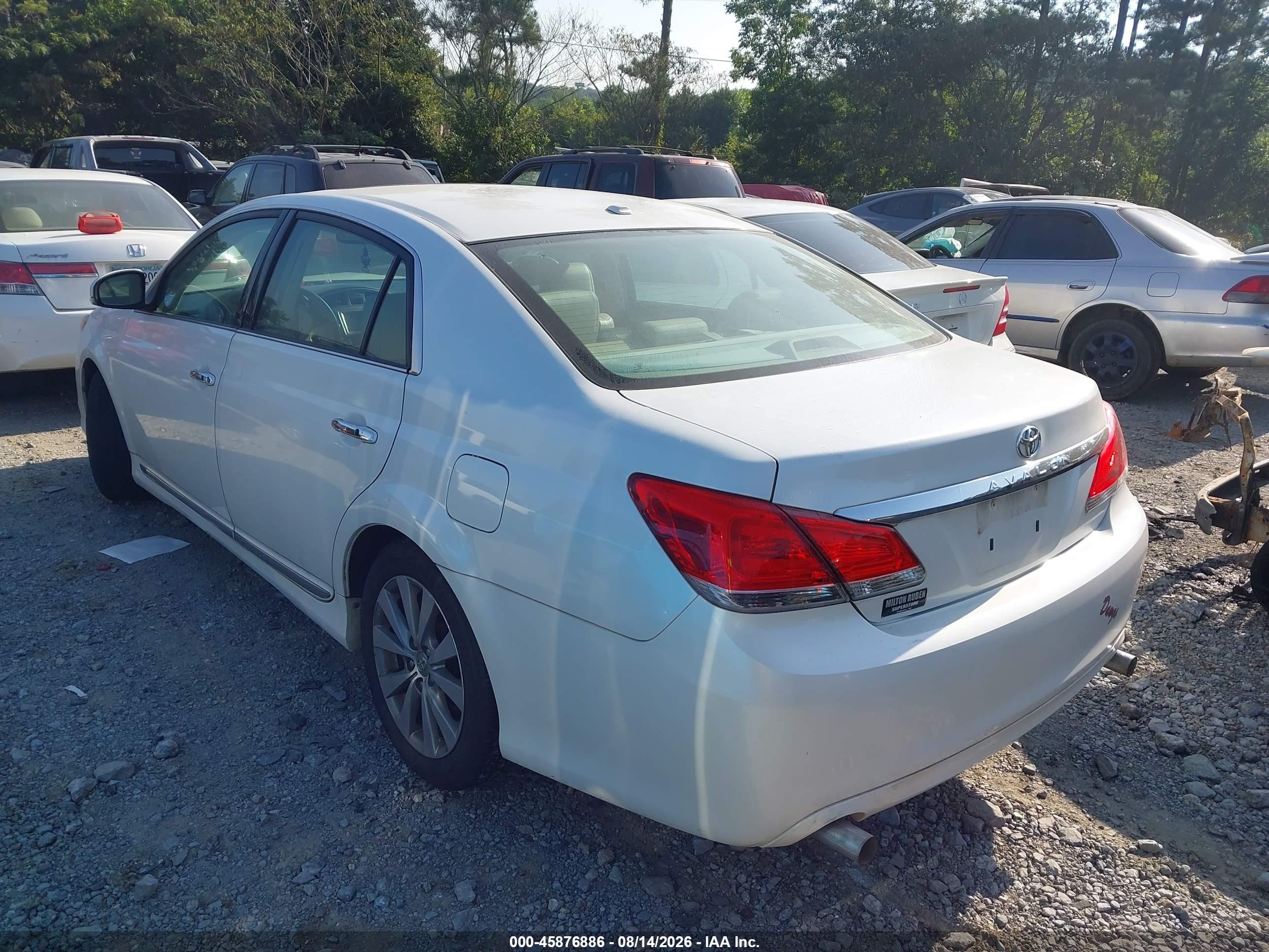 2012 Toyota Avalon Limited White vin: 4T1BK3DB3CU467485