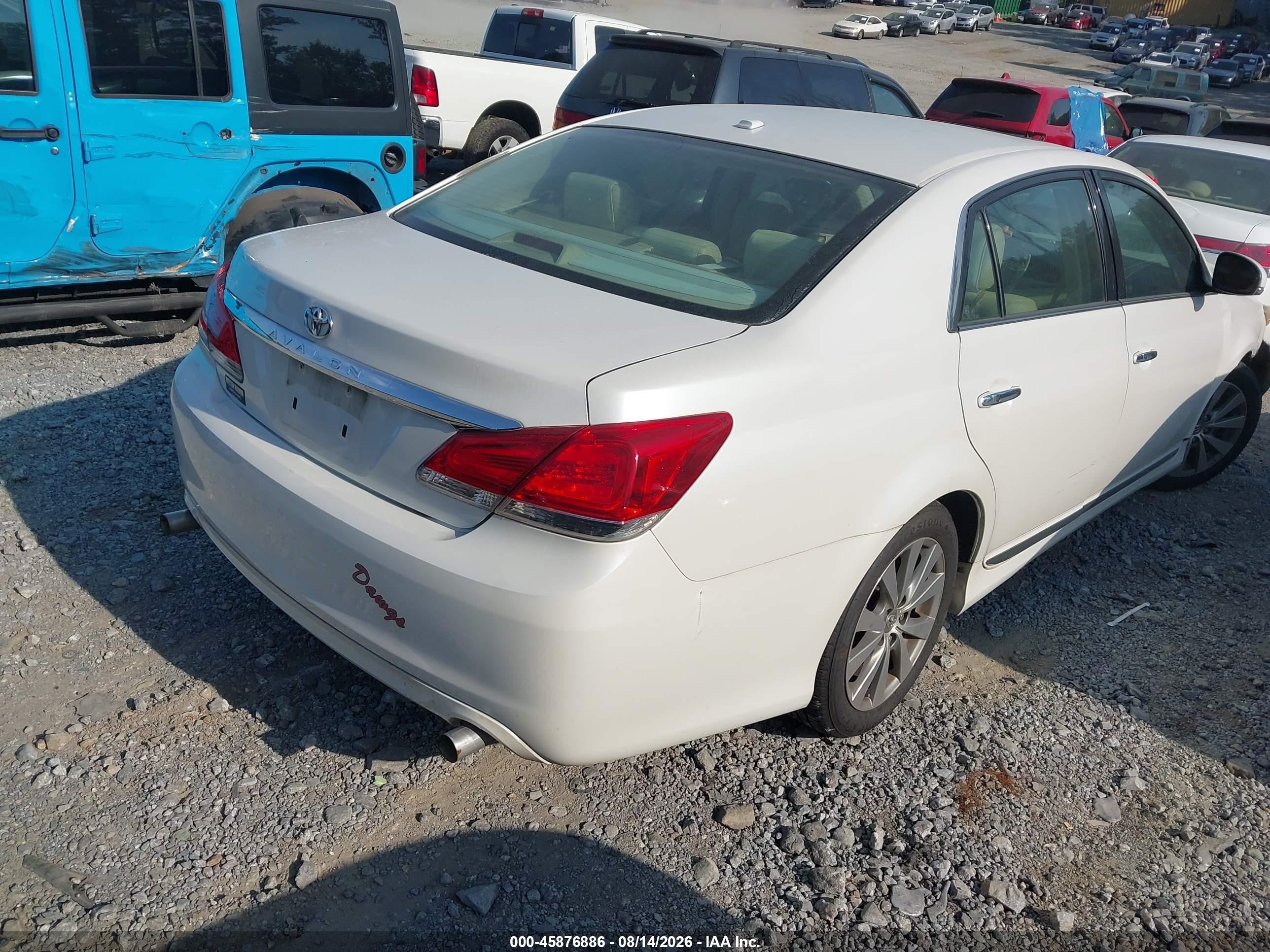 2012 Toyota Avalon Limited White vin: 4T1BK3DB3CU467485