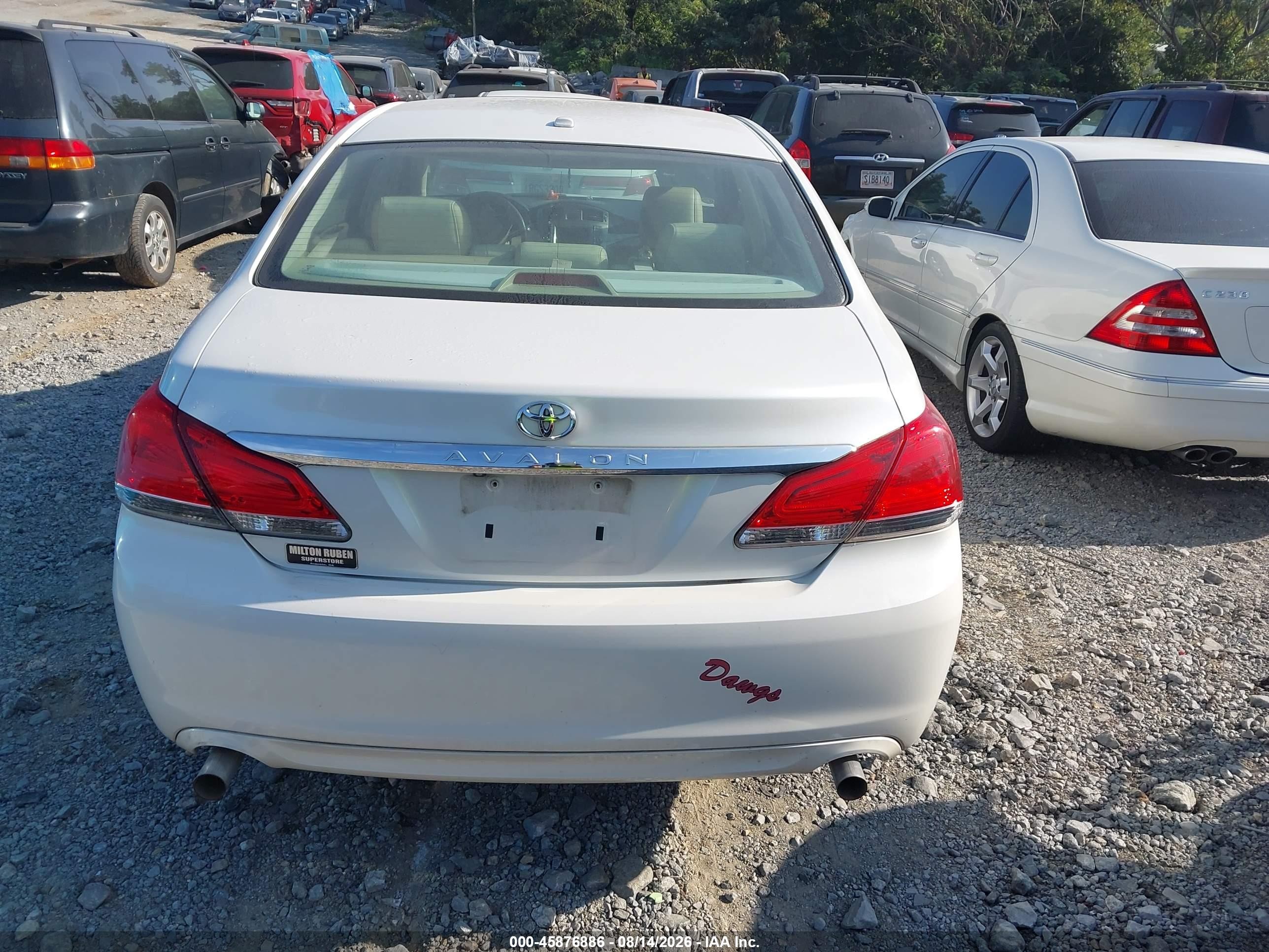 2012 Toyota Avalon Limited White vin: 4T1BK3DB3CU467485