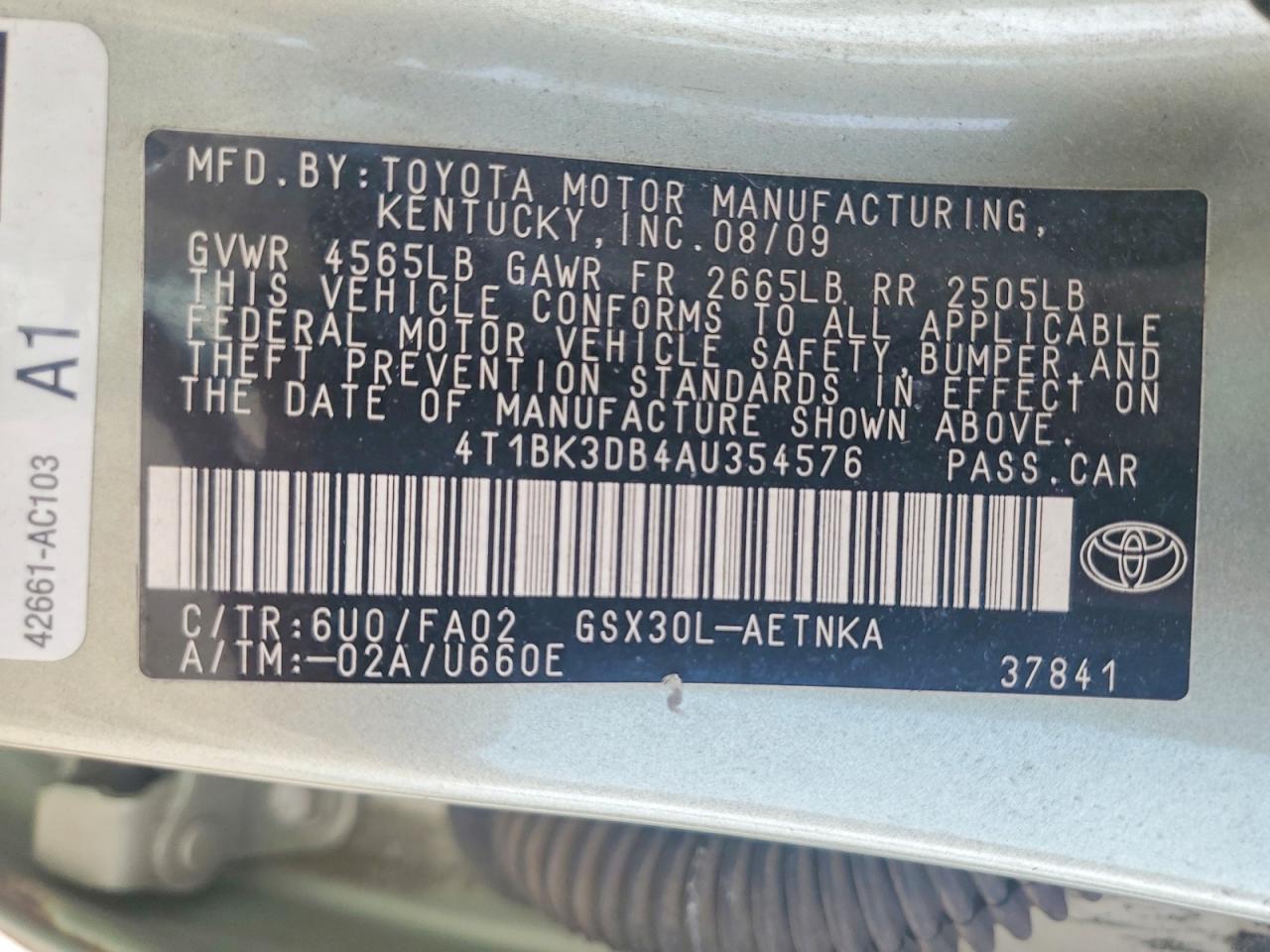2010 Toyota Avalon Xl Green vin: 4T1BK3DB4AU354576