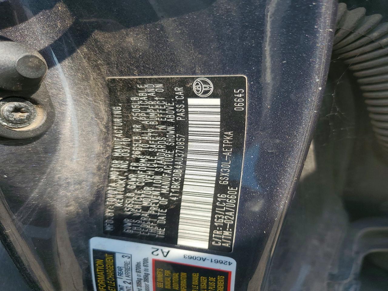 2010 Toyota Avalon Limited Синий vin: 4T1BK3DB4AU370857