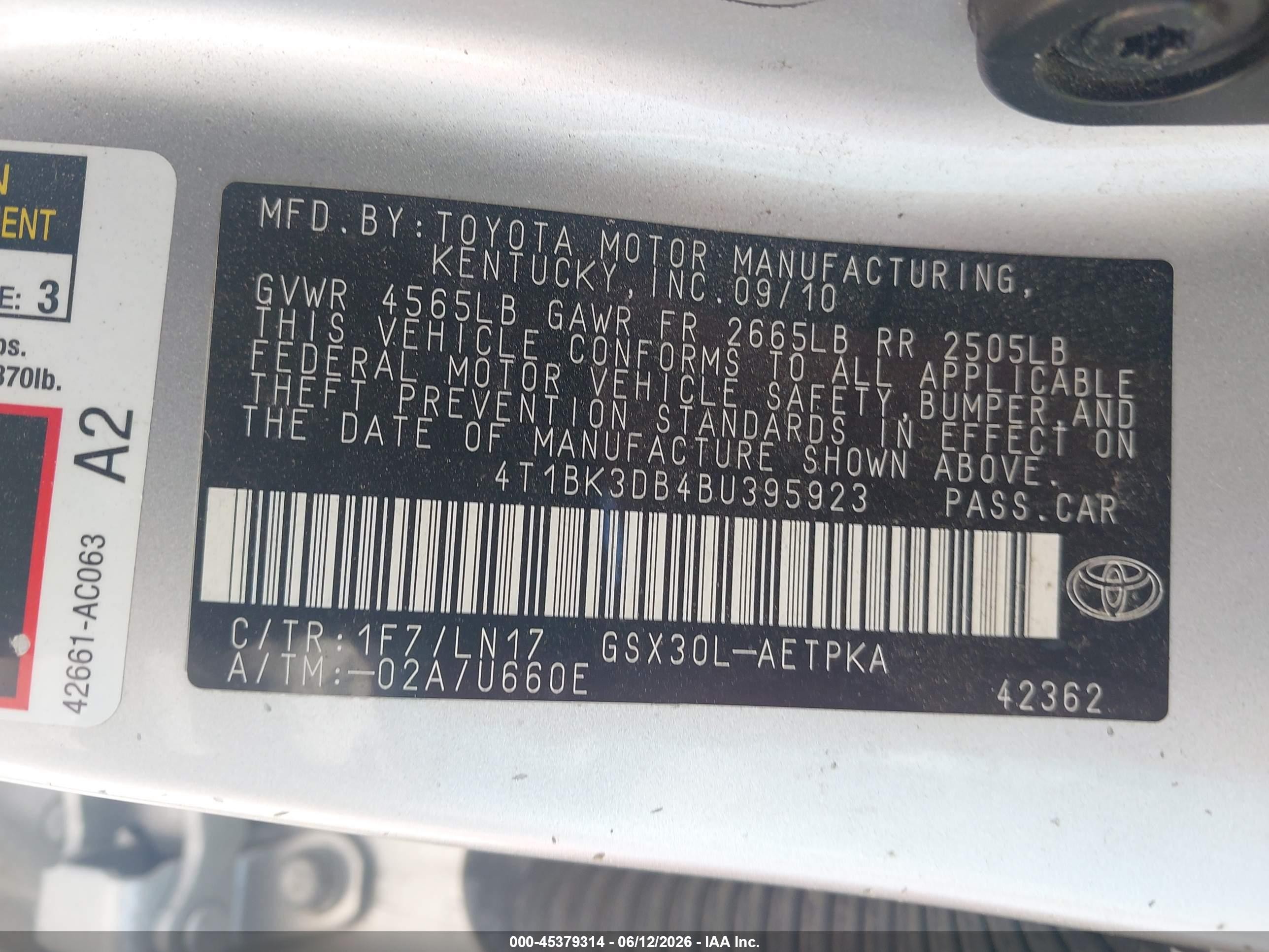 2011 Toyota Avalon Limited Silver vin: 4T1BK3DB4BU395923