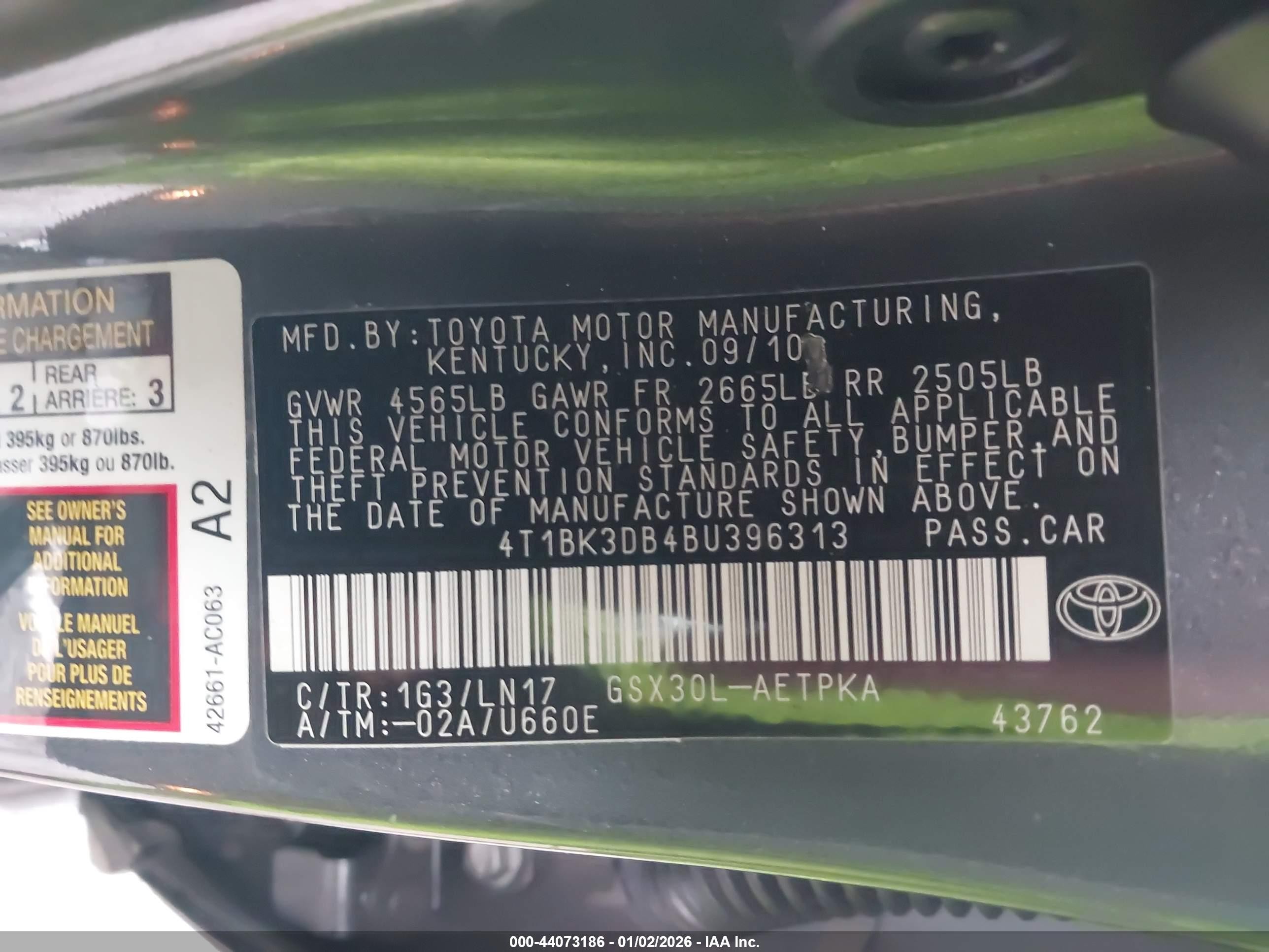 2011 Toyota Avalon Limited Gray vin: 4T1BK3DB4BU396313