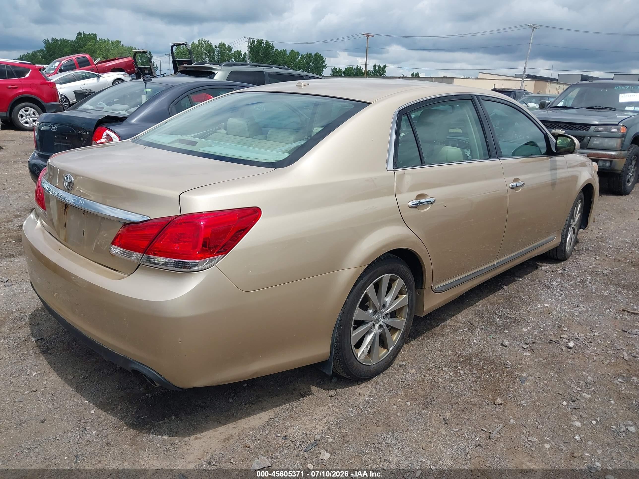 2011 Toyota Avalon Limited Gold vin: 4T1BK3DB4BU398918