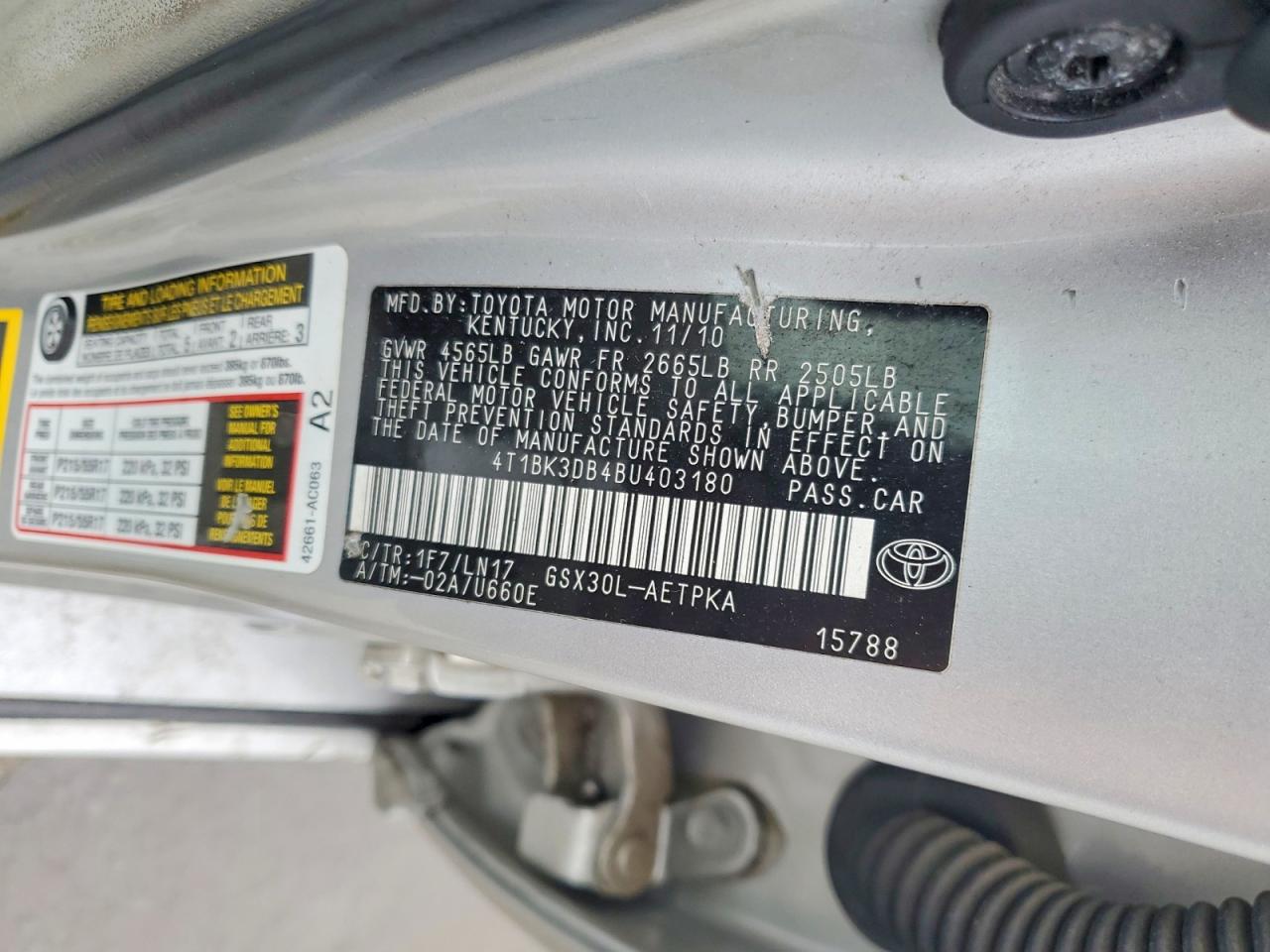 2011 Toyota Avalon Limited Silver vin: 4T1BK3DB4BU403180
