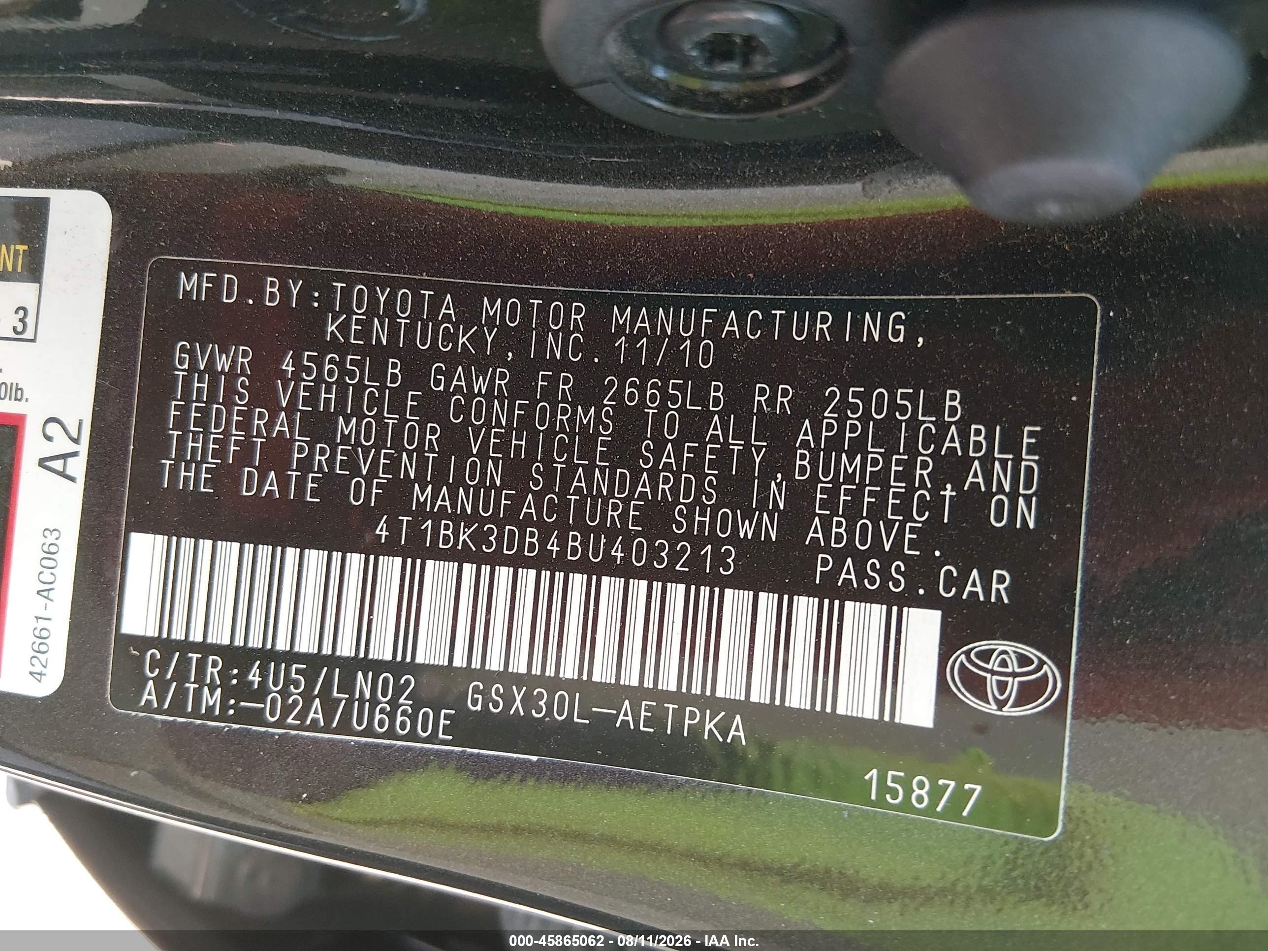 2011 Toyota Avalon Limited Black vin: 4T1BK3DB4BU403213
