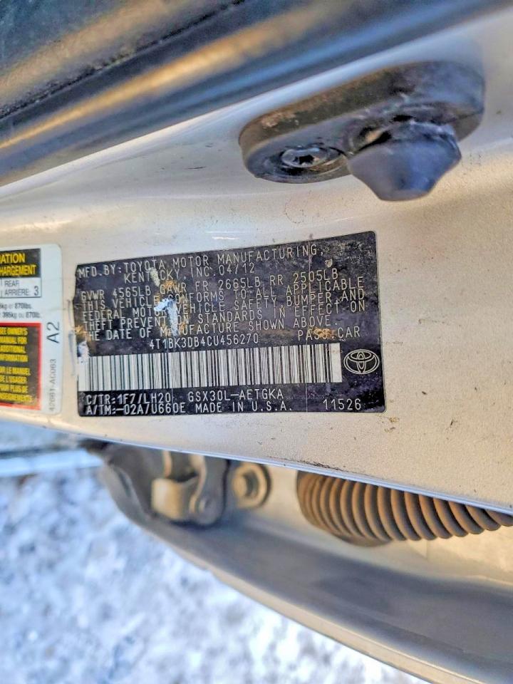 2012 Toyota Avalon Base Silver vin: 4T1BK3DB4CU456270
