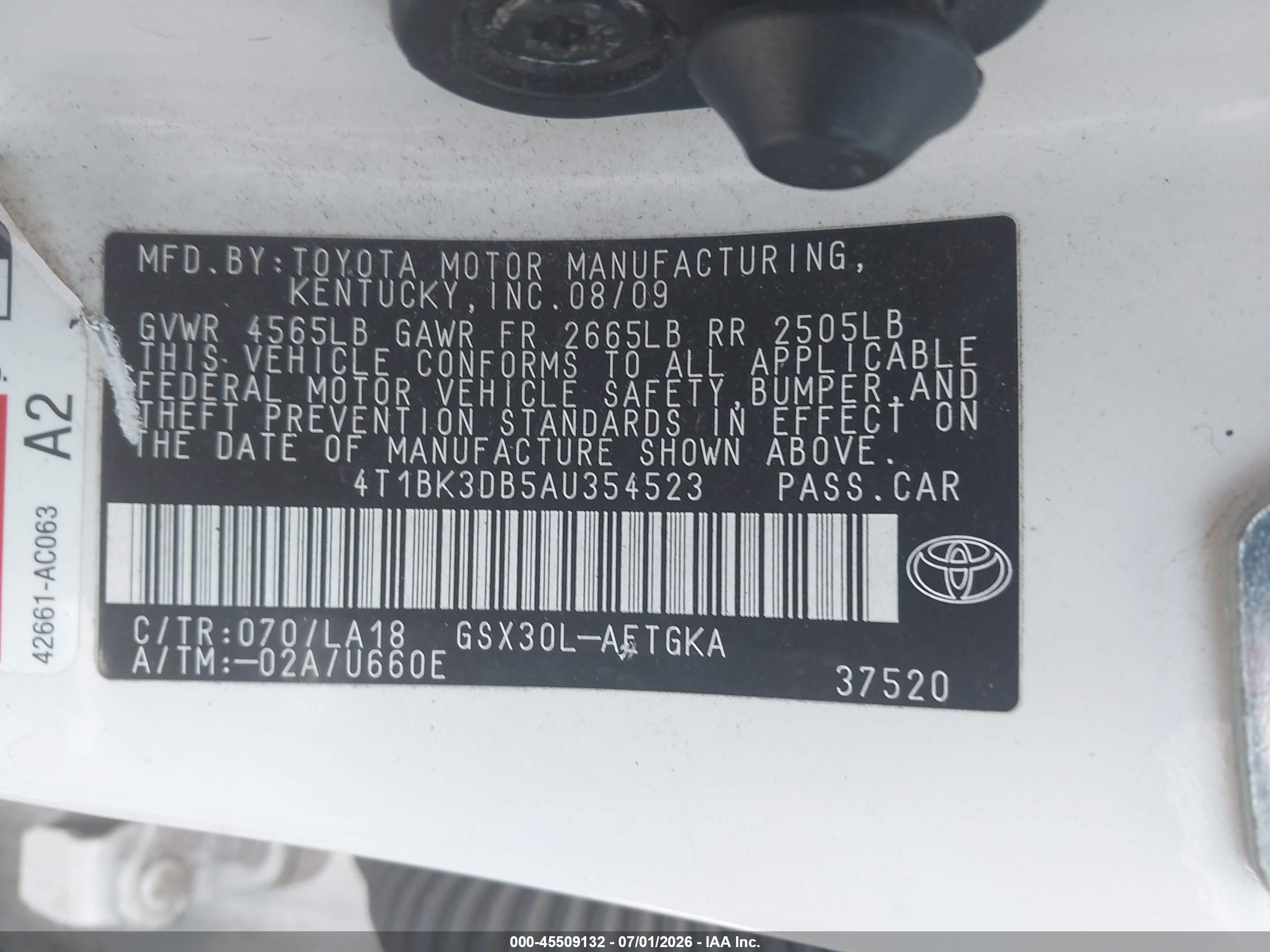 2010 Toyota Avalon Xls White vin: 4T1BK3DB5AU354523