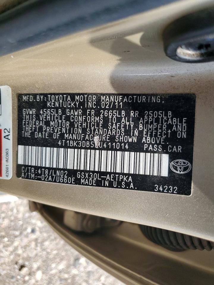 2011 Toyota Avalon Limited Gold vin: 4T1BK3DB5BU411014