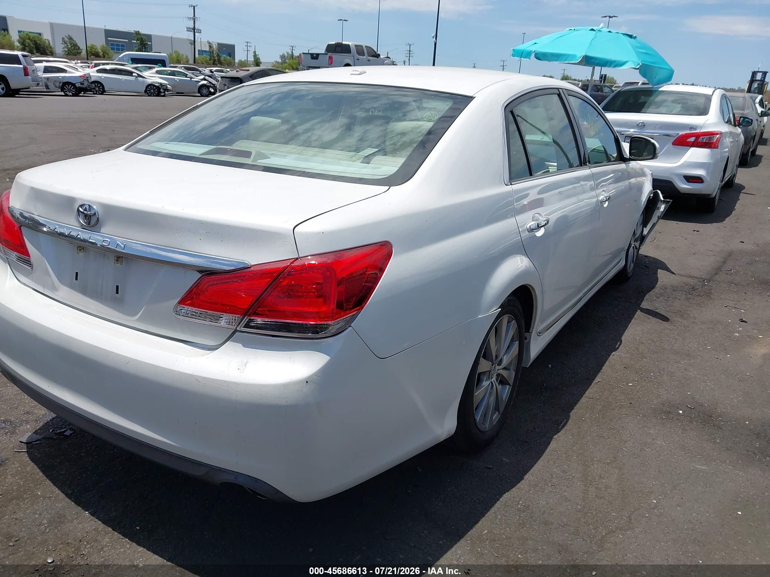 2011 Toyota Avalon Limited White vin: 4T1BK3DB5BU433398