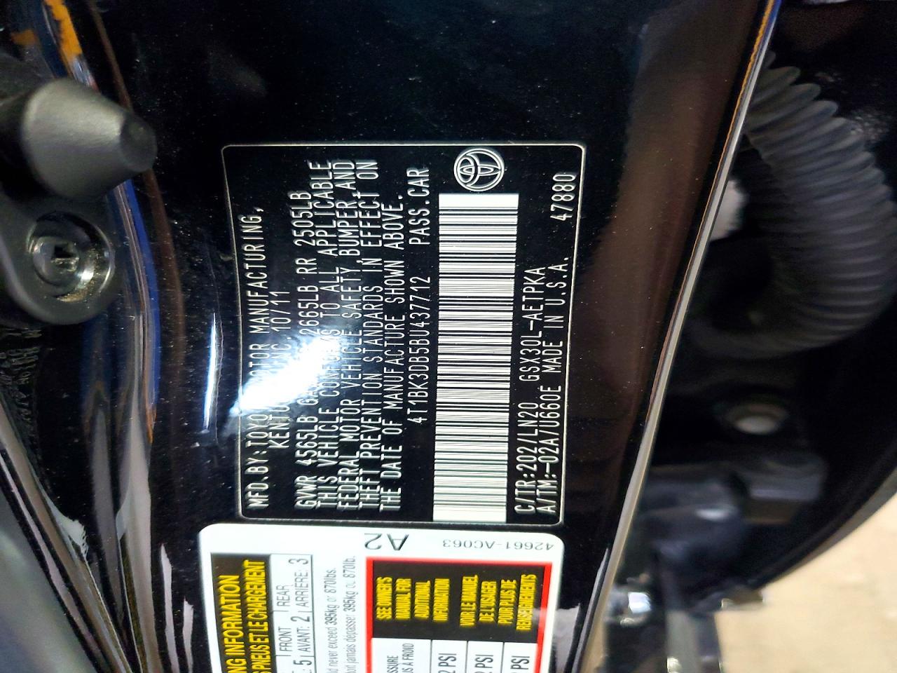 2011 Toyota Avalon Limited Черный vin: 4T1BK3DB5BU437712
