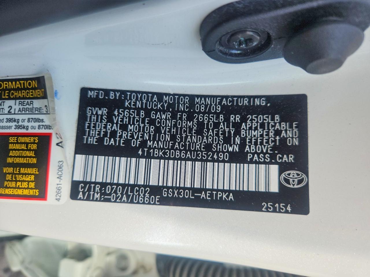 2010 Toyota Avalon Limited Белый vin: 4T1BK3DB6AU352490