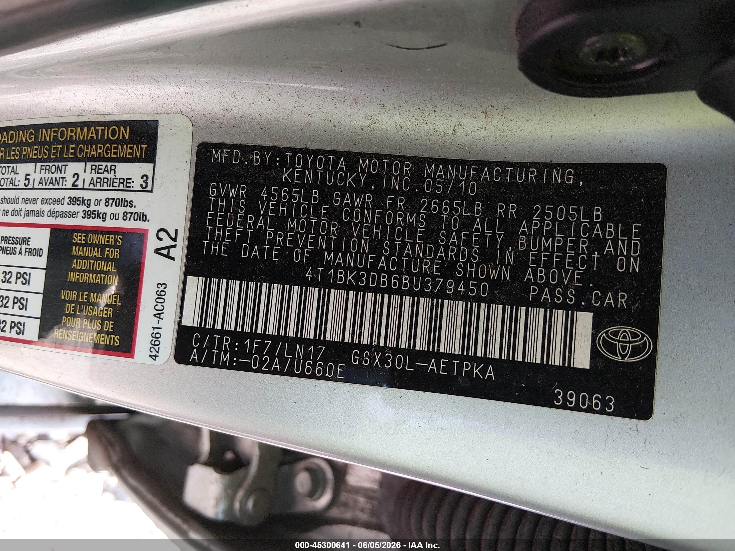2011 Toyota Avalon Limited Серебряный vin: 4T1BK3DB6BU379450