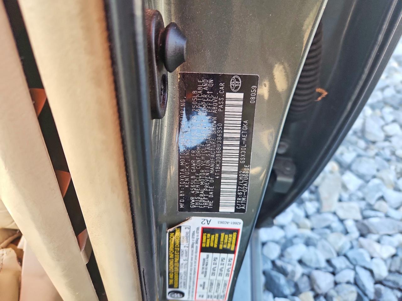 2011 Toyota Avalon Base Gray vin: 4T1BK3DB6BU386950