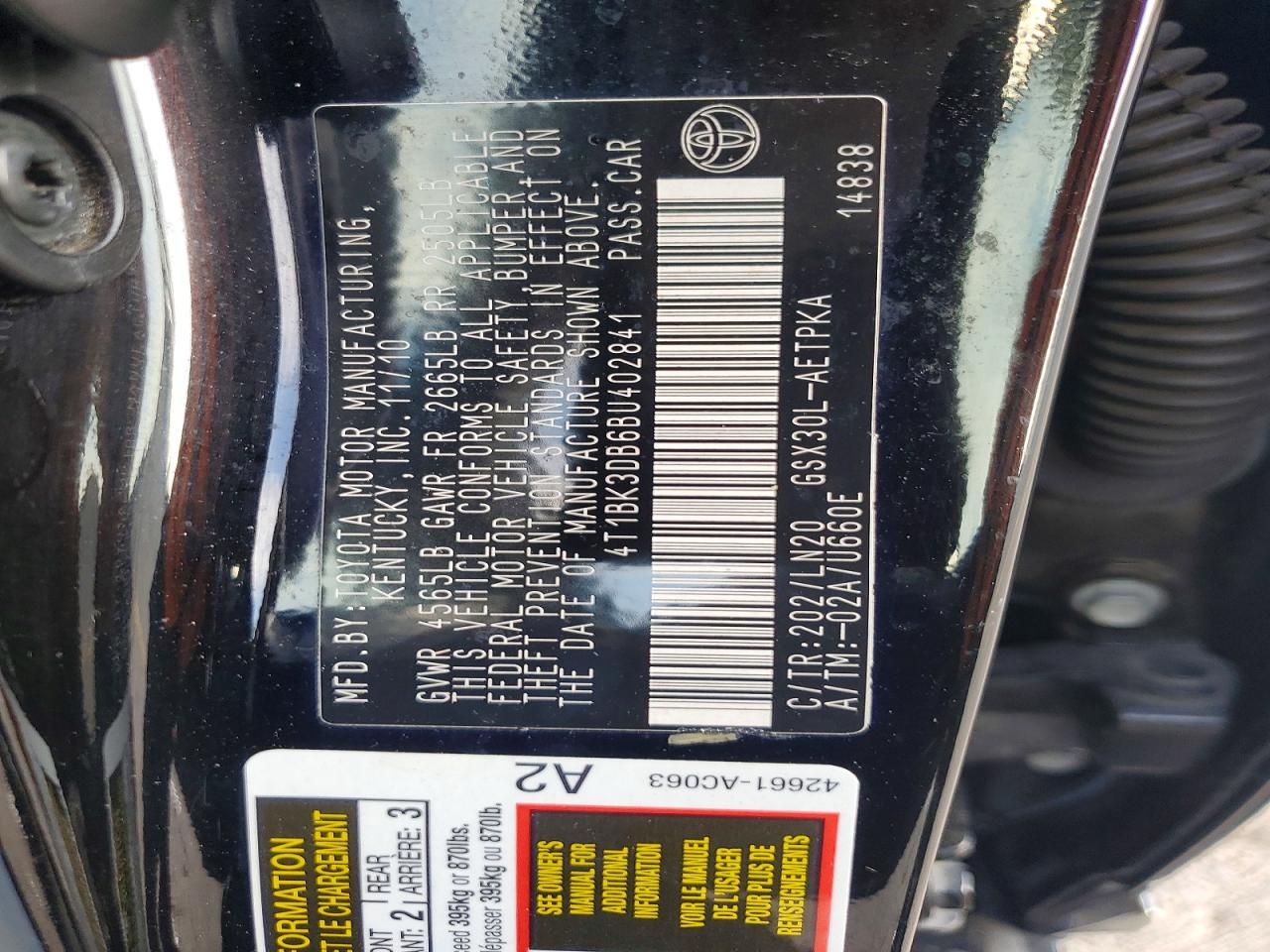 2011 Toyota Avalon Limited Black vin: 4T1BK3DB6BU402841