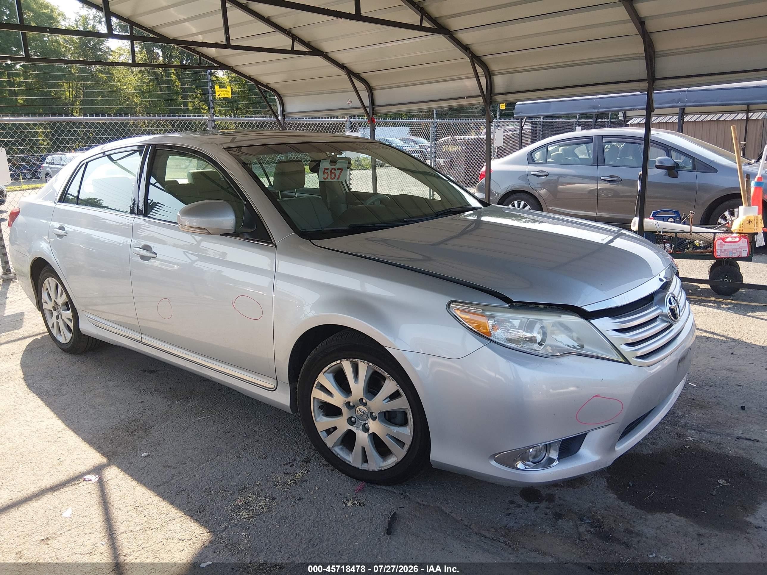 2012 Toyota Avalon   Silver vin: 4T1BK3DB6CU448459