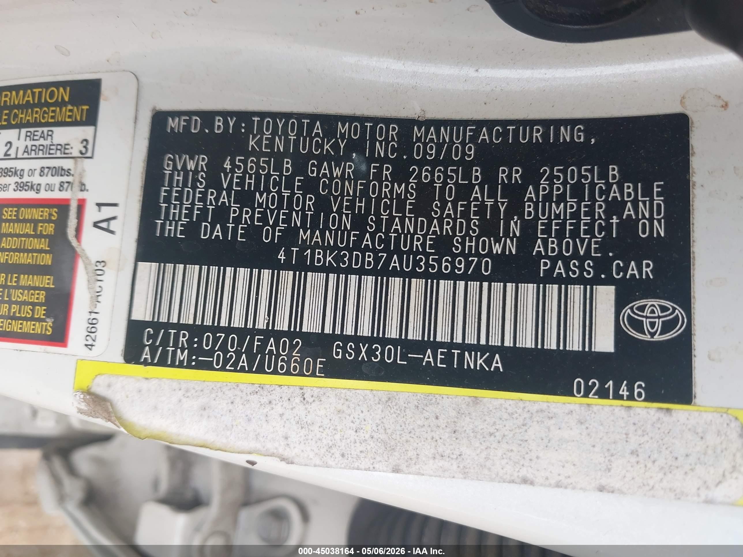 2010 Toyota Avalon Xl White vin: 4T1BK3DB7AU356970