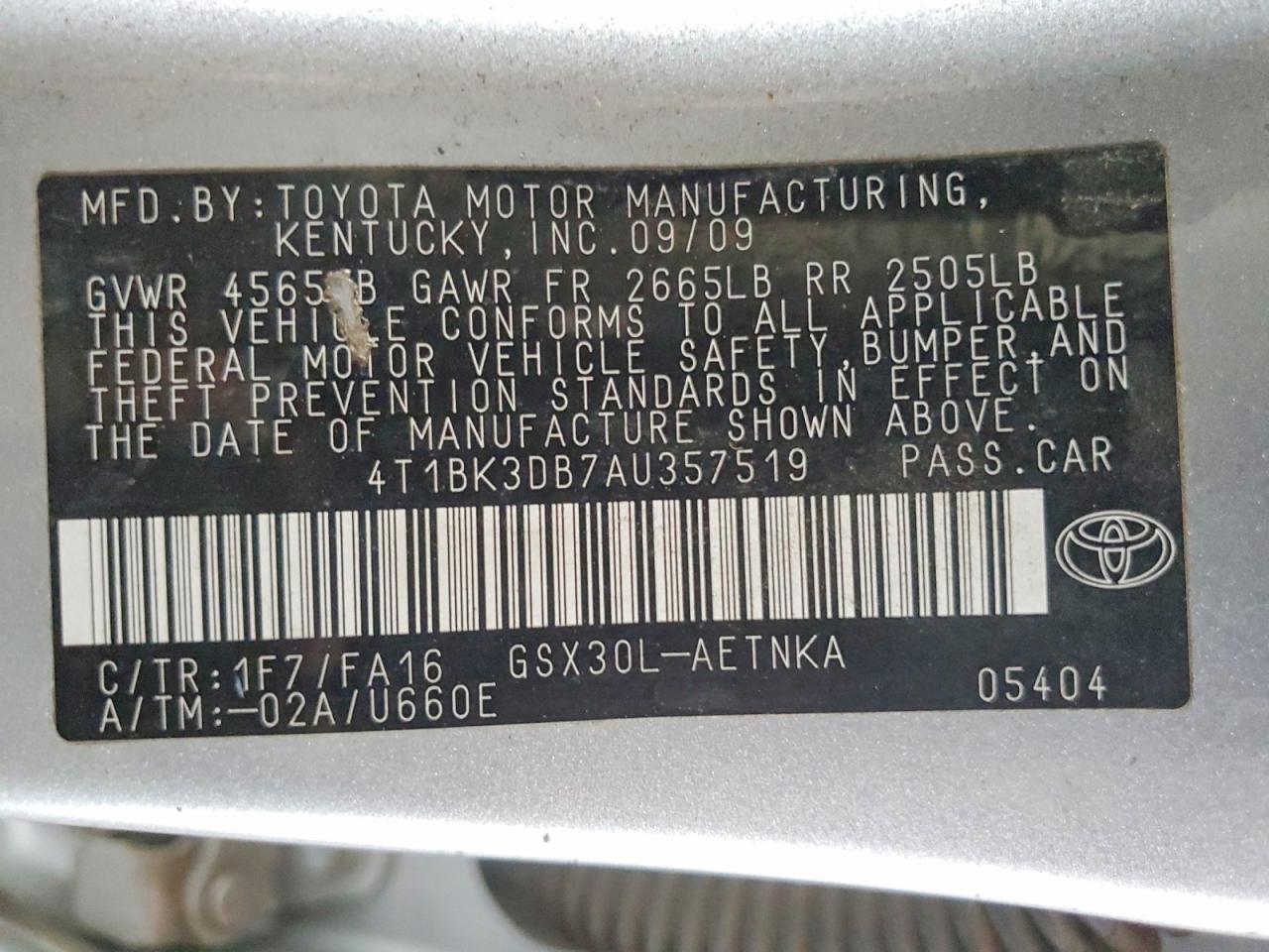 2010 Toyota Avalon Xl Silver vin: 4T1BK3DB7AU357519