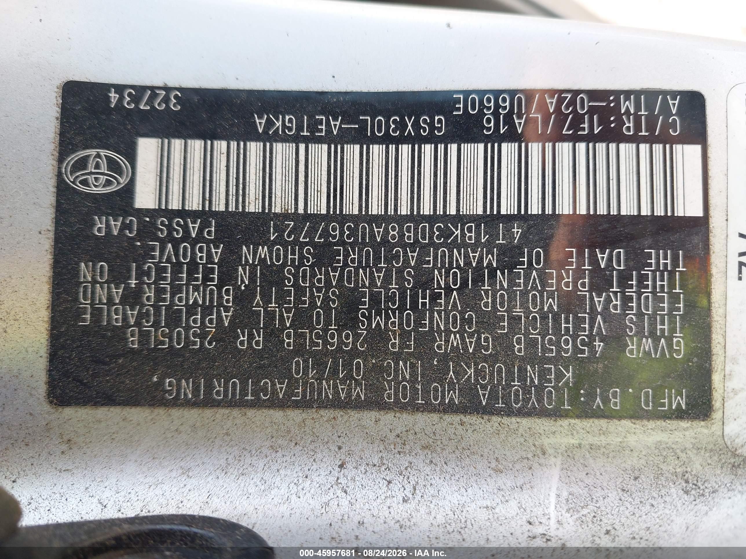 2010 Toyota Avalon Xls Gray vin: 4T1BK3DB8AU367721
