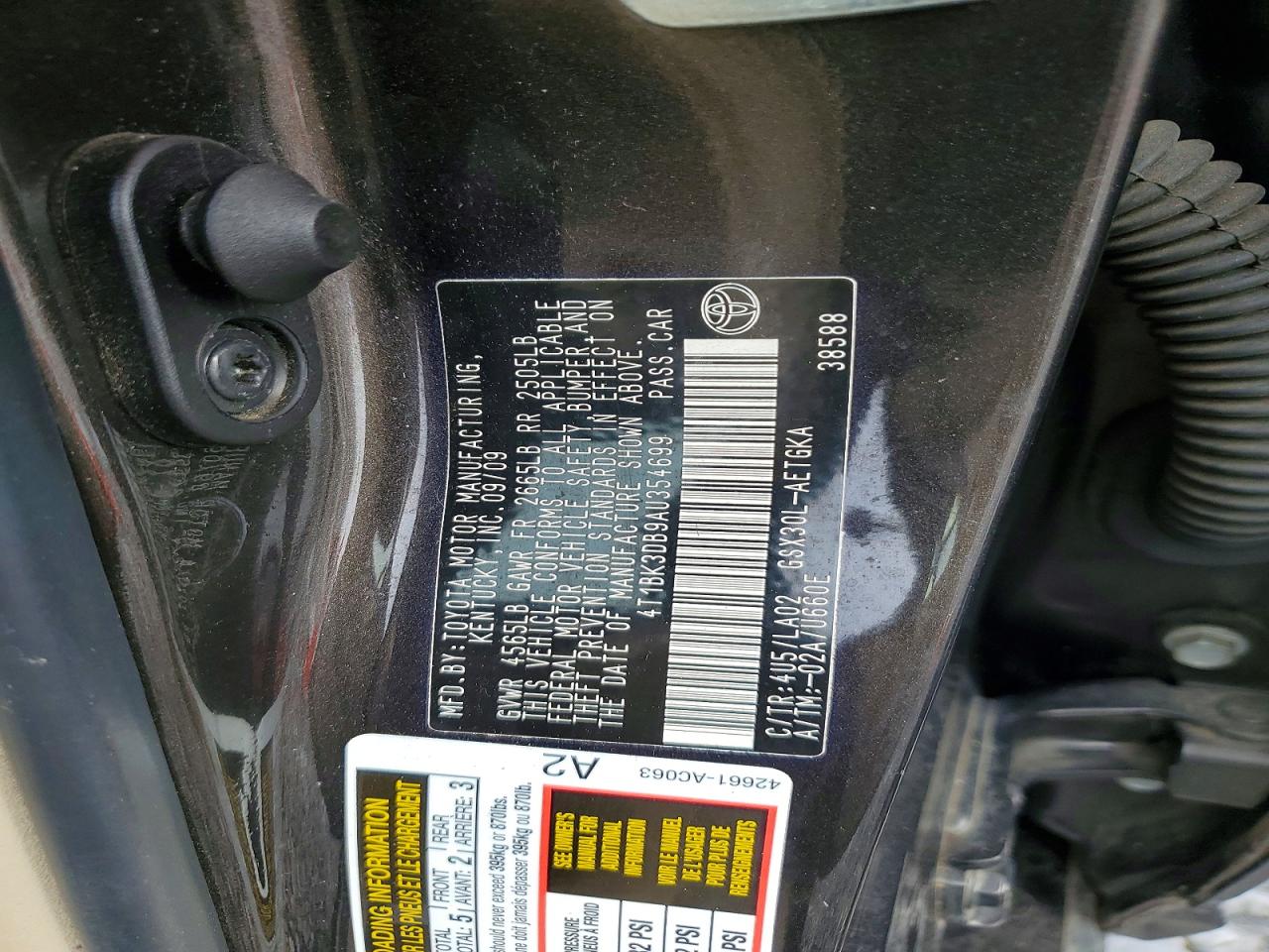 2010 Toyota Avalon Xls Charcoal vin: 4T1BK3DB9AU354699