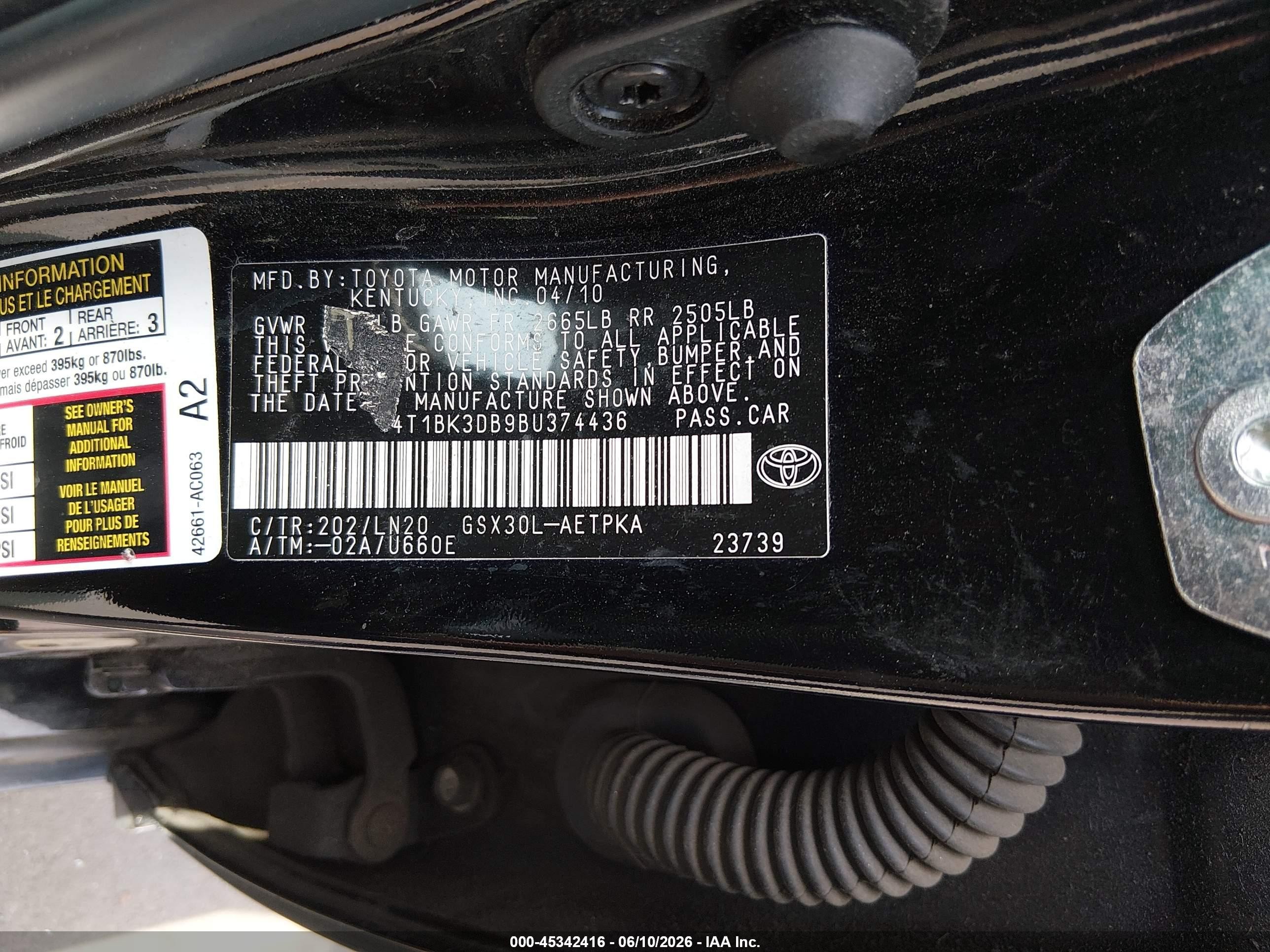 2011 Toyota Avalon Limited Black vin: 4T1BK3DB9BU374436