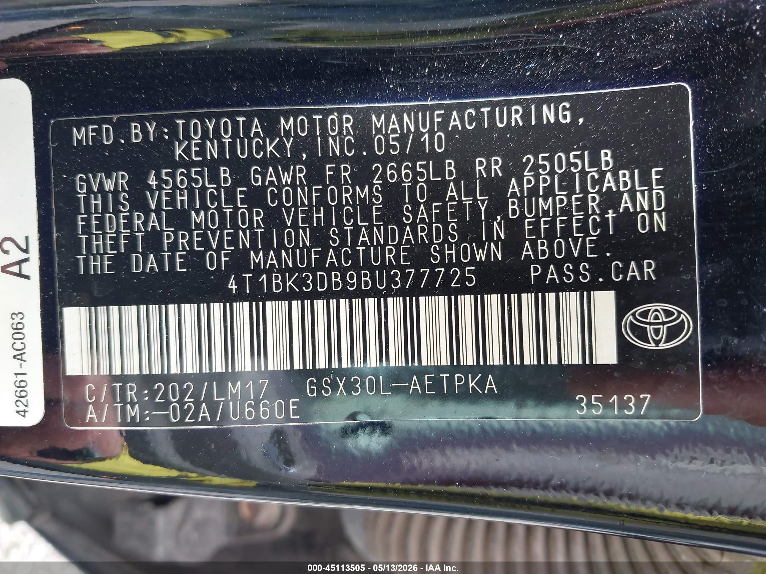 2011 Toyota Avalon Limited Black vin: 4T1BK3DB9BU377725
