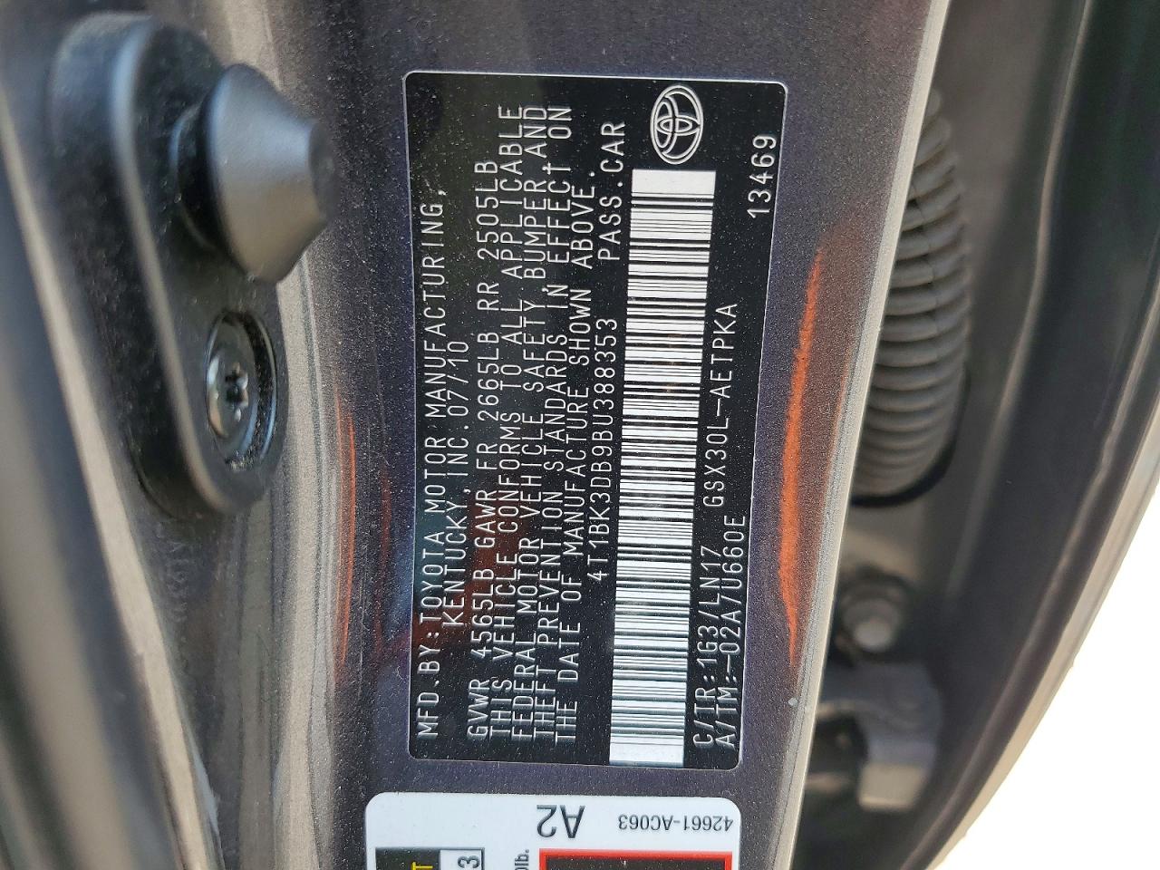 2011 Toyota Avalon Limited Gray vin: 4T1BK3DB9BU388353