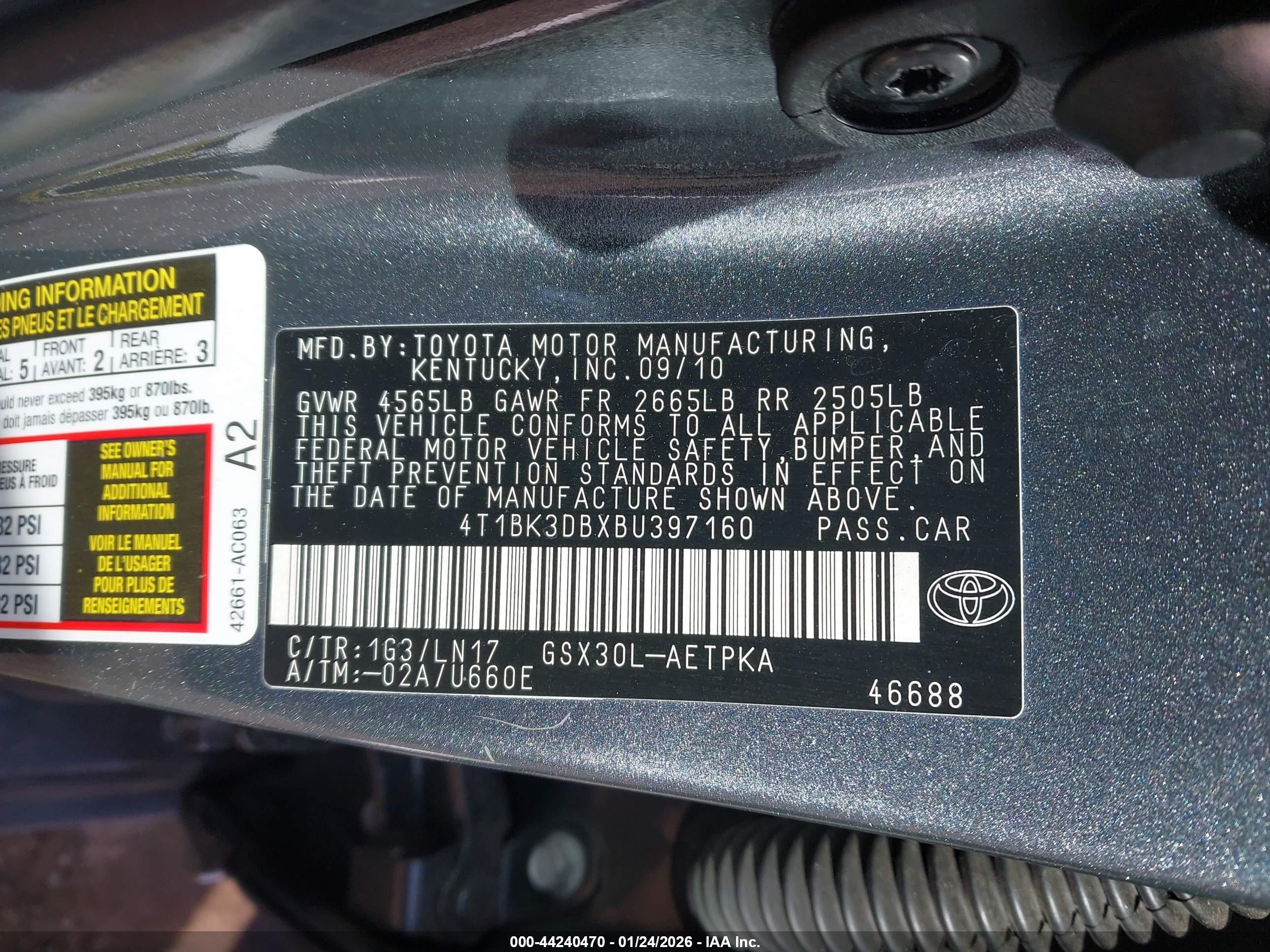 2011 Toyota Avalon Limited Gray vin: 4T1BK3DBXBU397160